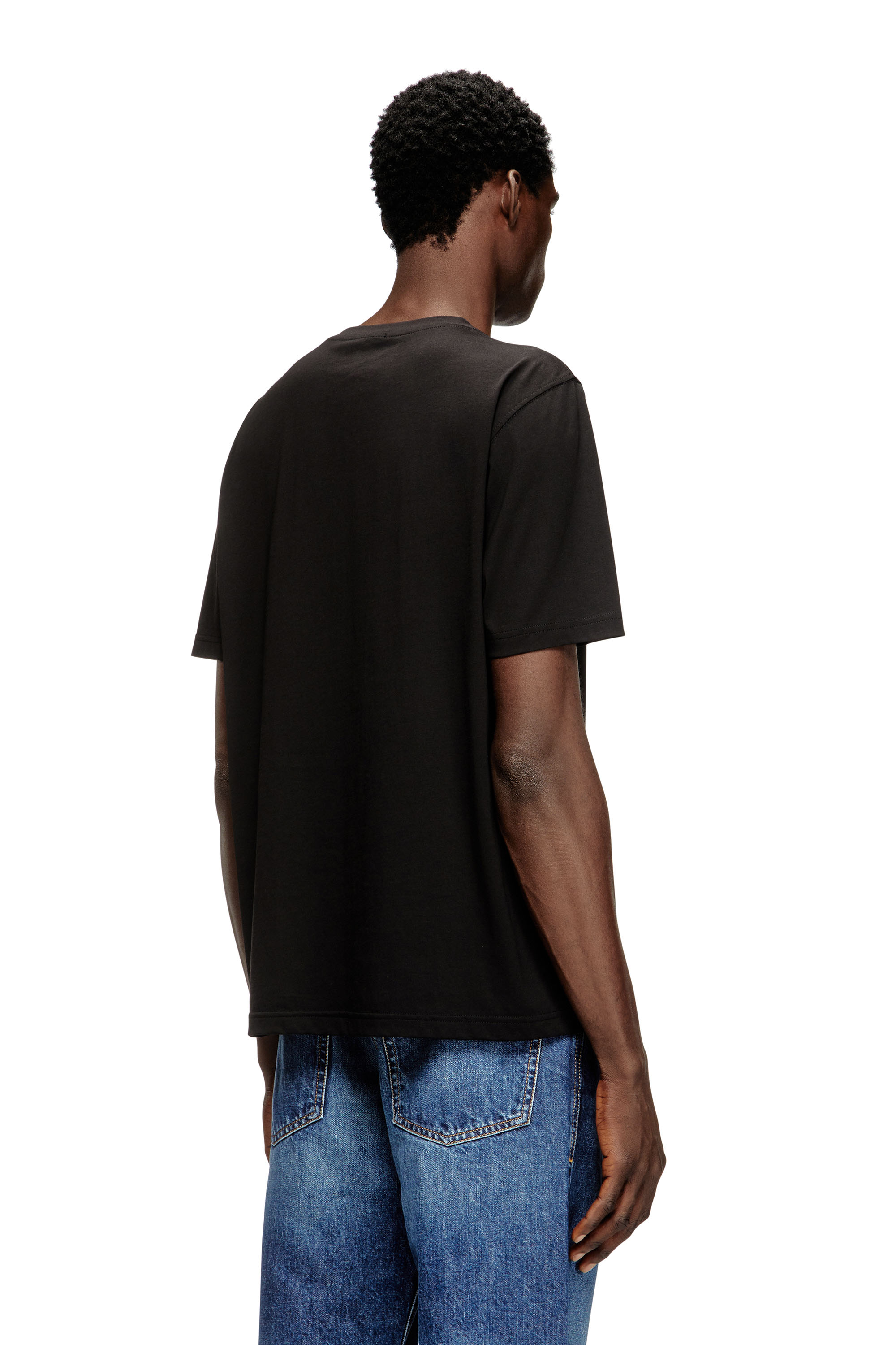 Diesel - T-ADJUST-V6, Man's T-shirt with micro metal logo in Black - 4