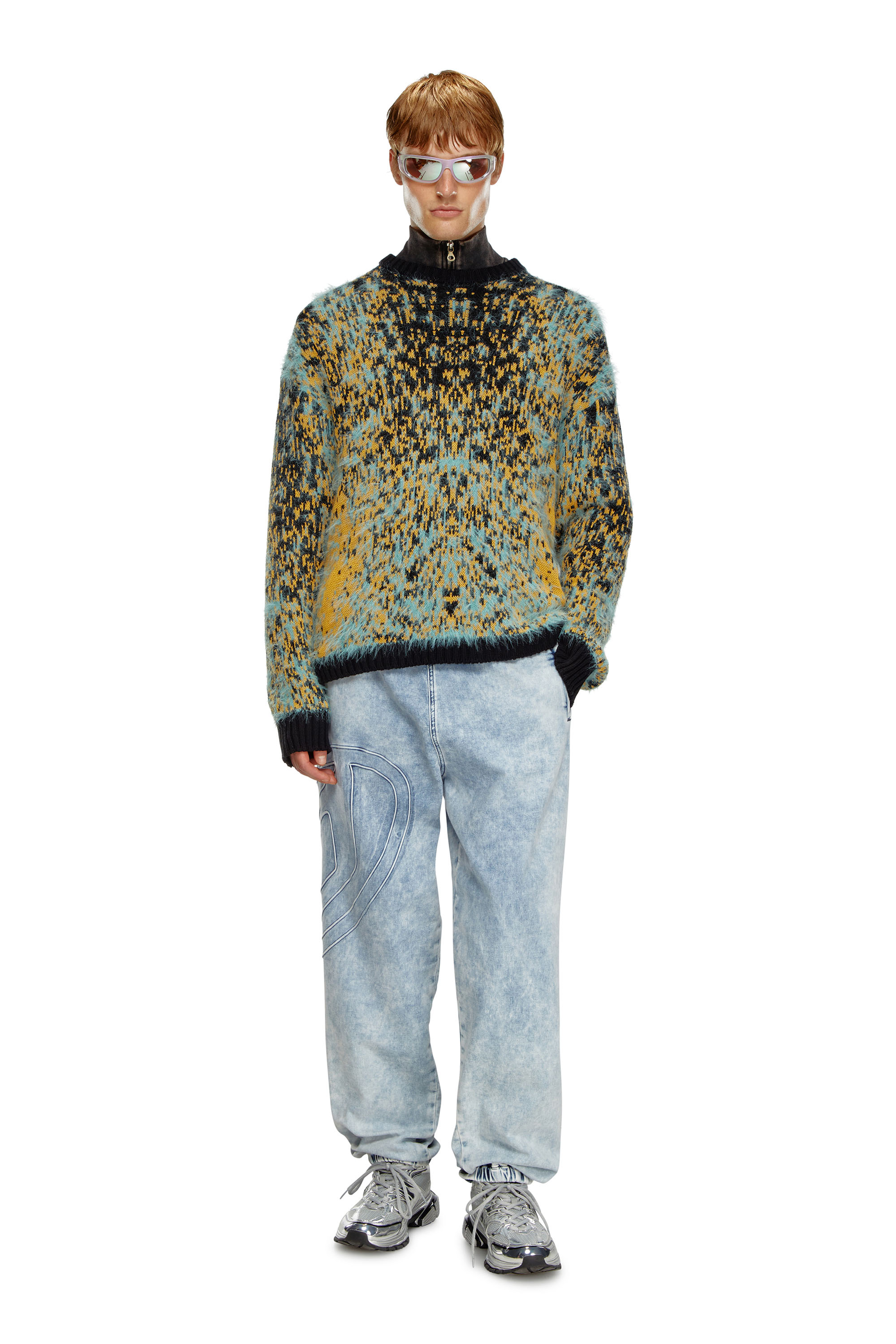 Diesel - K-RAIN, Man's Jumper with acid rain effect in Blue/Yellow - 2