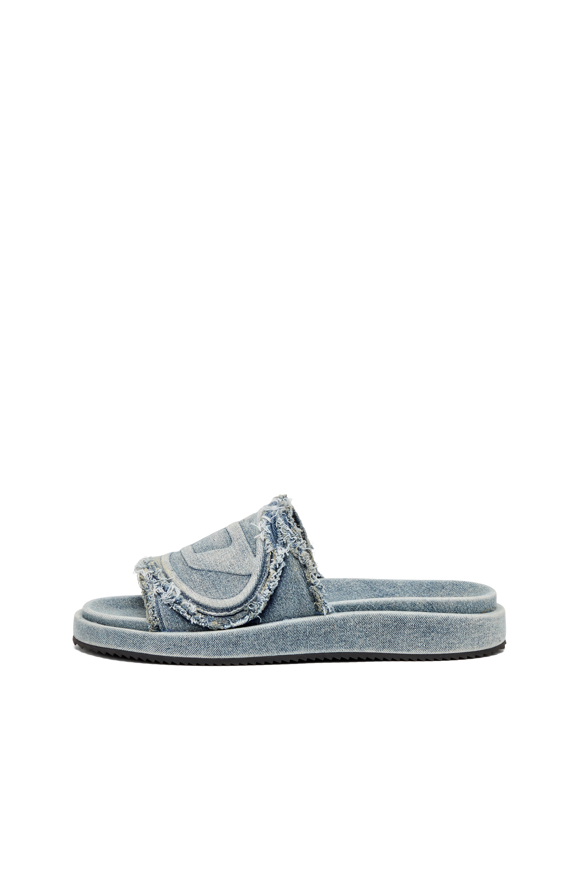 SA-SLIDE D OVAL, Light Blue Diesel - SA-SLIDE D OVAL, Unisex's Sa-Slide D-Distressed denim slides in Light Blue - 7