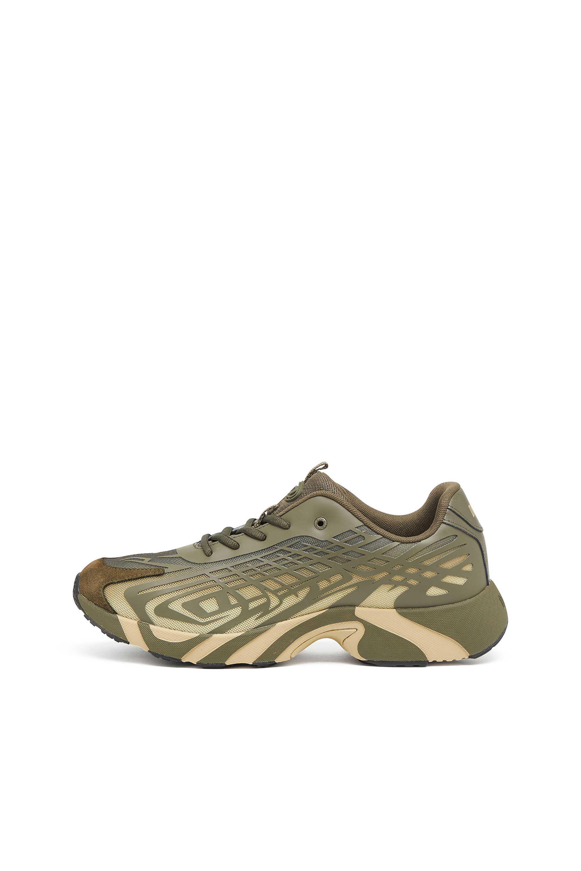 Diesel - S-D-VIT'S 500 LOW, Man's D-Vit-Sneakers in striped dégradé mesh in Green/Brown - 2