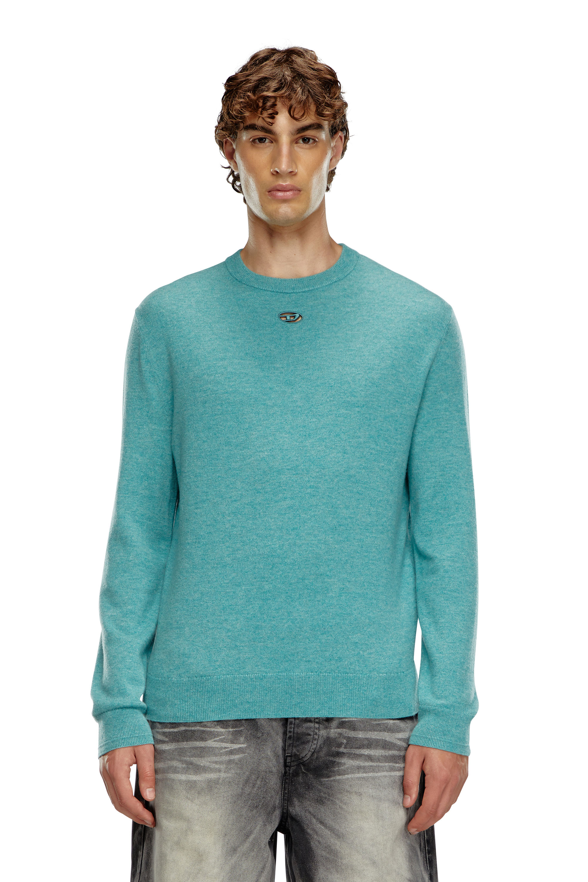 Diesel - K-VIERI, Man's Wool and cashmere jumper in Azure - 1