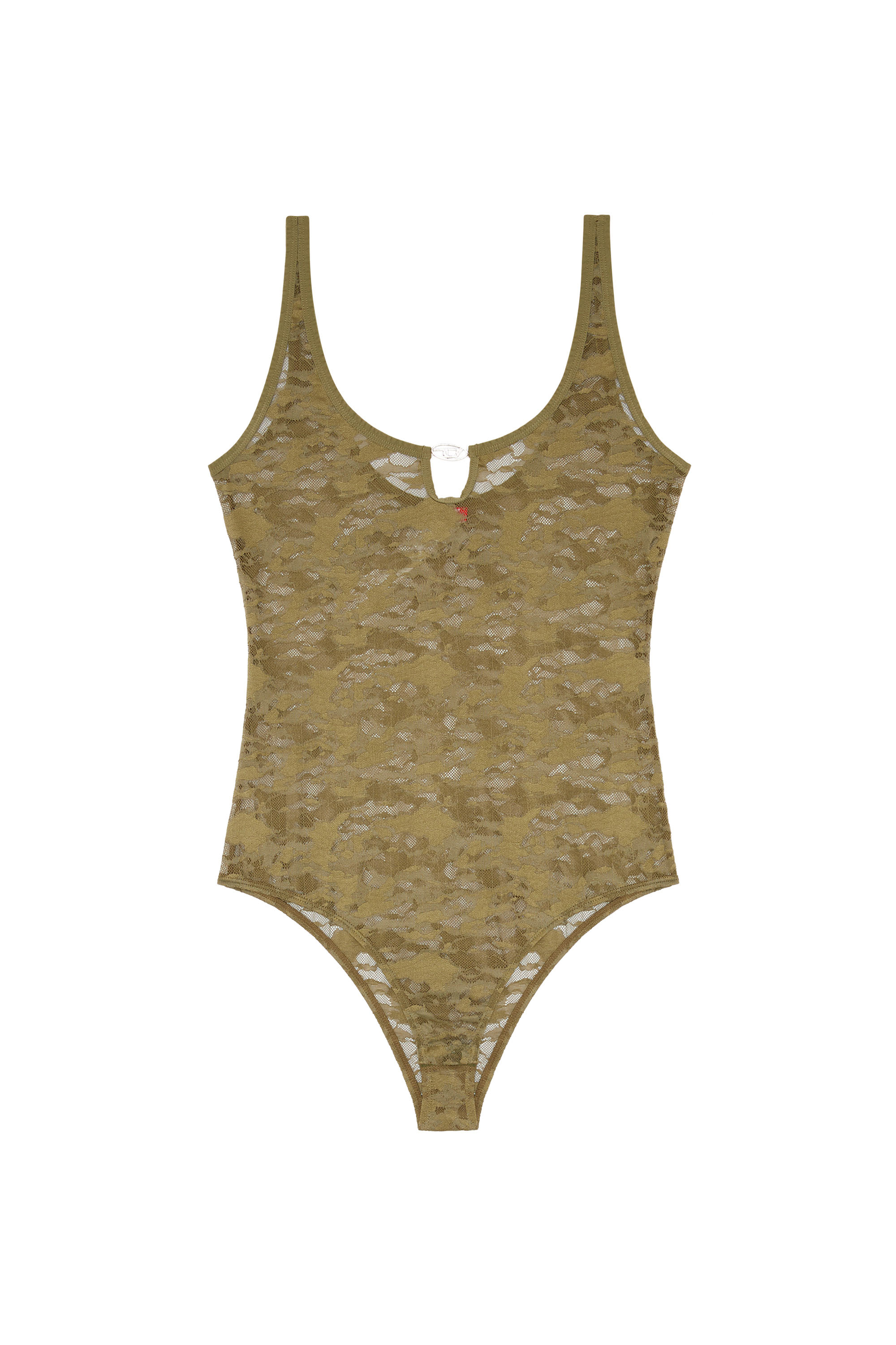 Diesel - UFBY-D-OVAL-LACE-BODYSUIT, Woman's Camo lace bodysuit with Oval D plaque in Military Green - 4