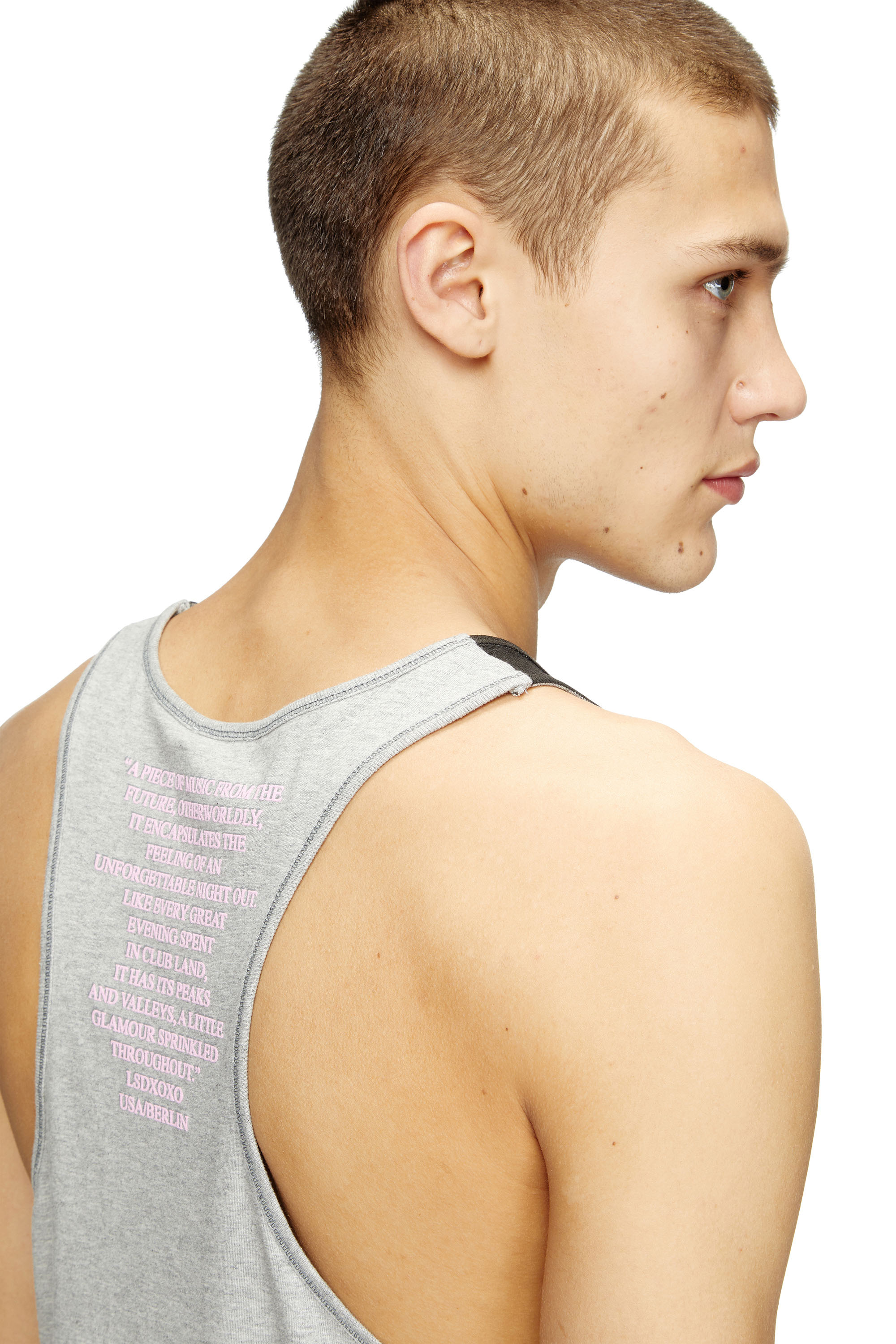 Diesel - T-SHAN, Unisex's Tank top with lyrics print in Grey - 5