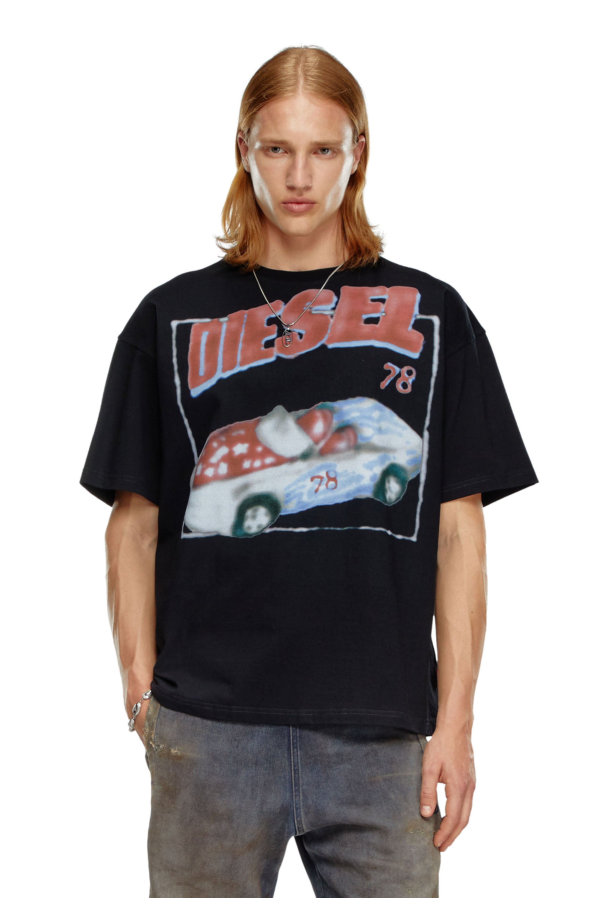Diesel - T-BOXT-Q17, Man T-shirt with car print in Black - Image 1