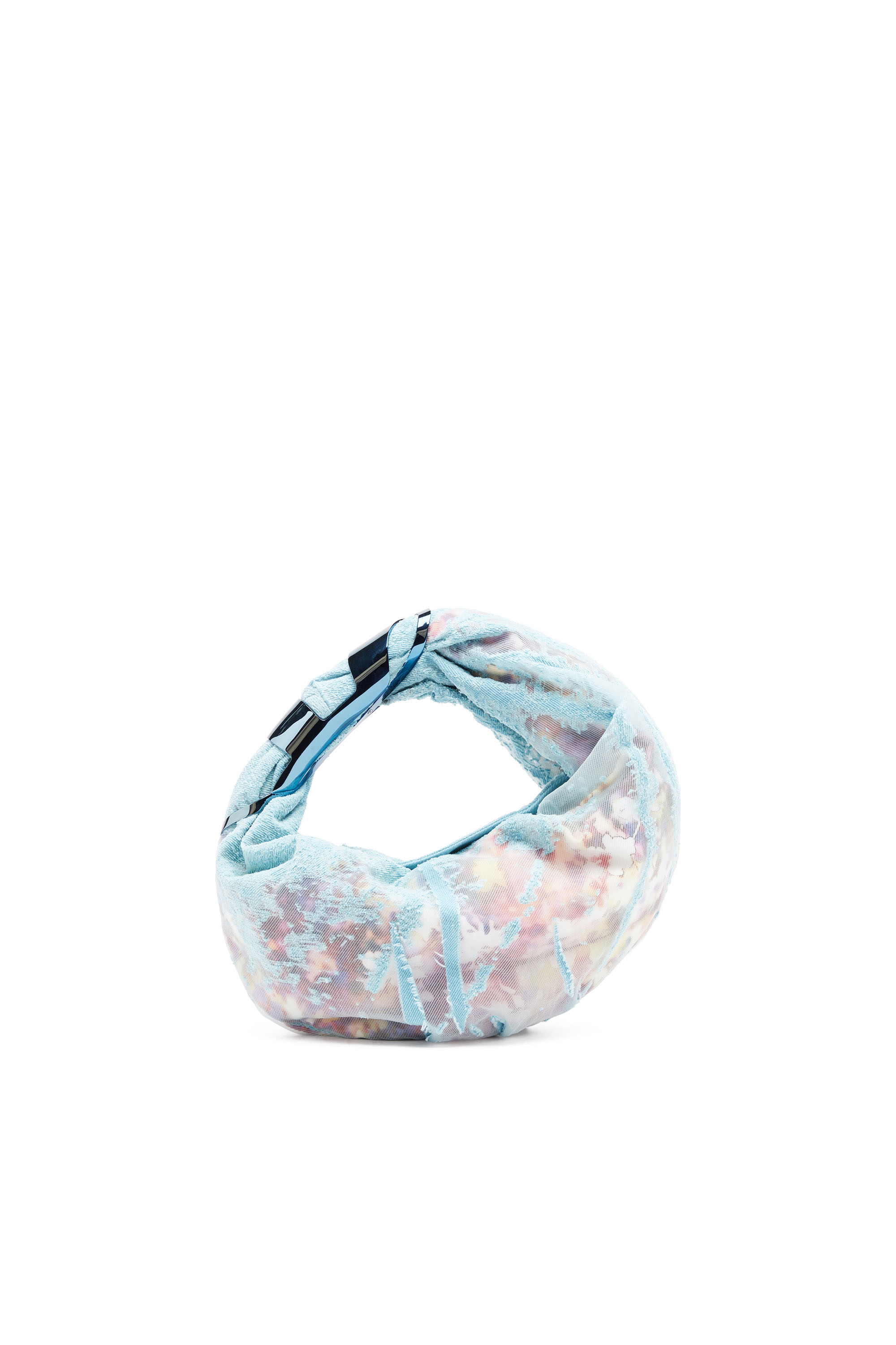 Diesel - GRAB-D HOBO S, Woman's Grab-D S-Hobo bag in flower devoré denim in Light Blue - 1