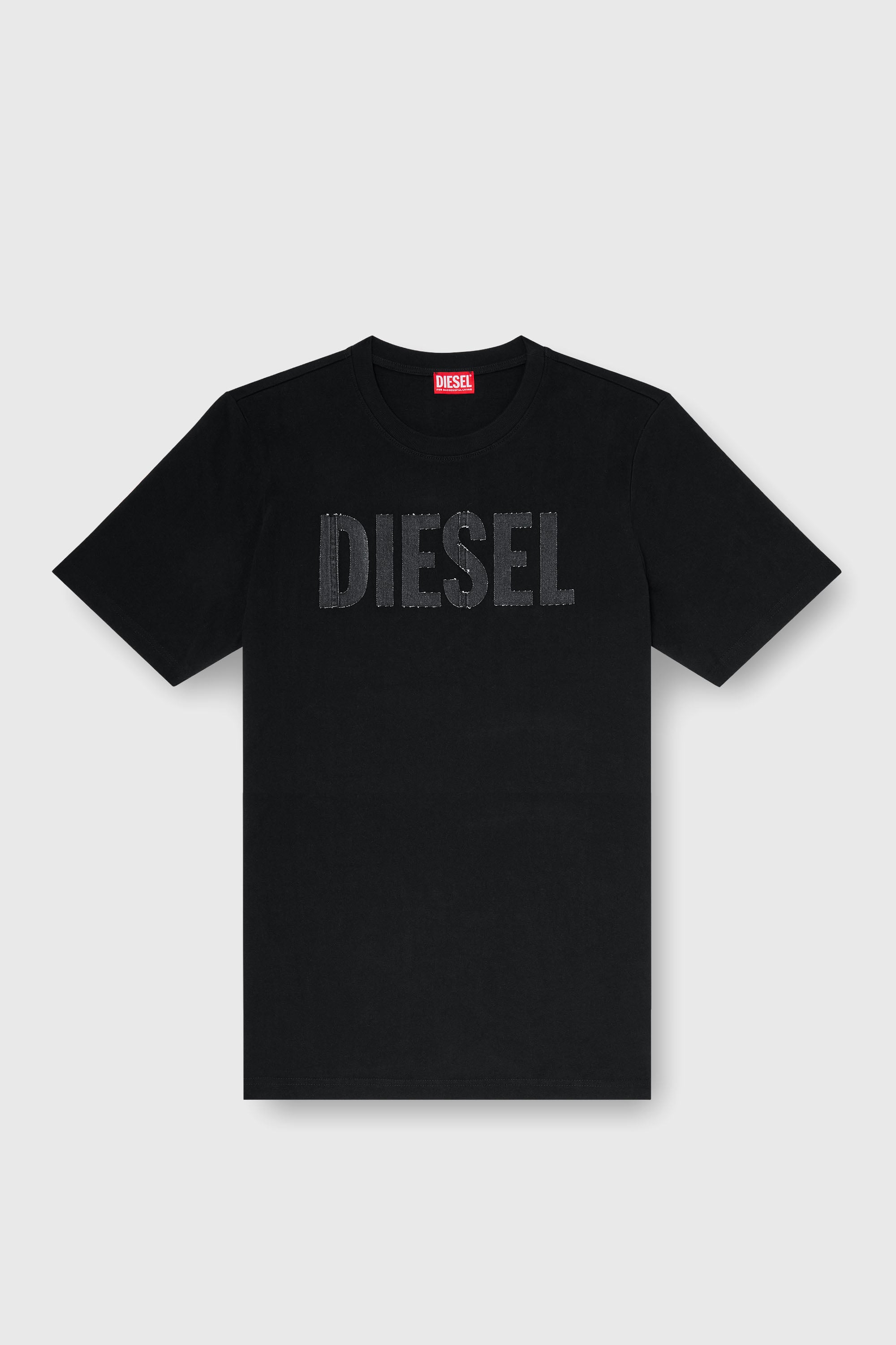 Diesel - T-JUST-APP-T92, Man's Cotton T-shirt with tonal Diesel logo print in Black - 2