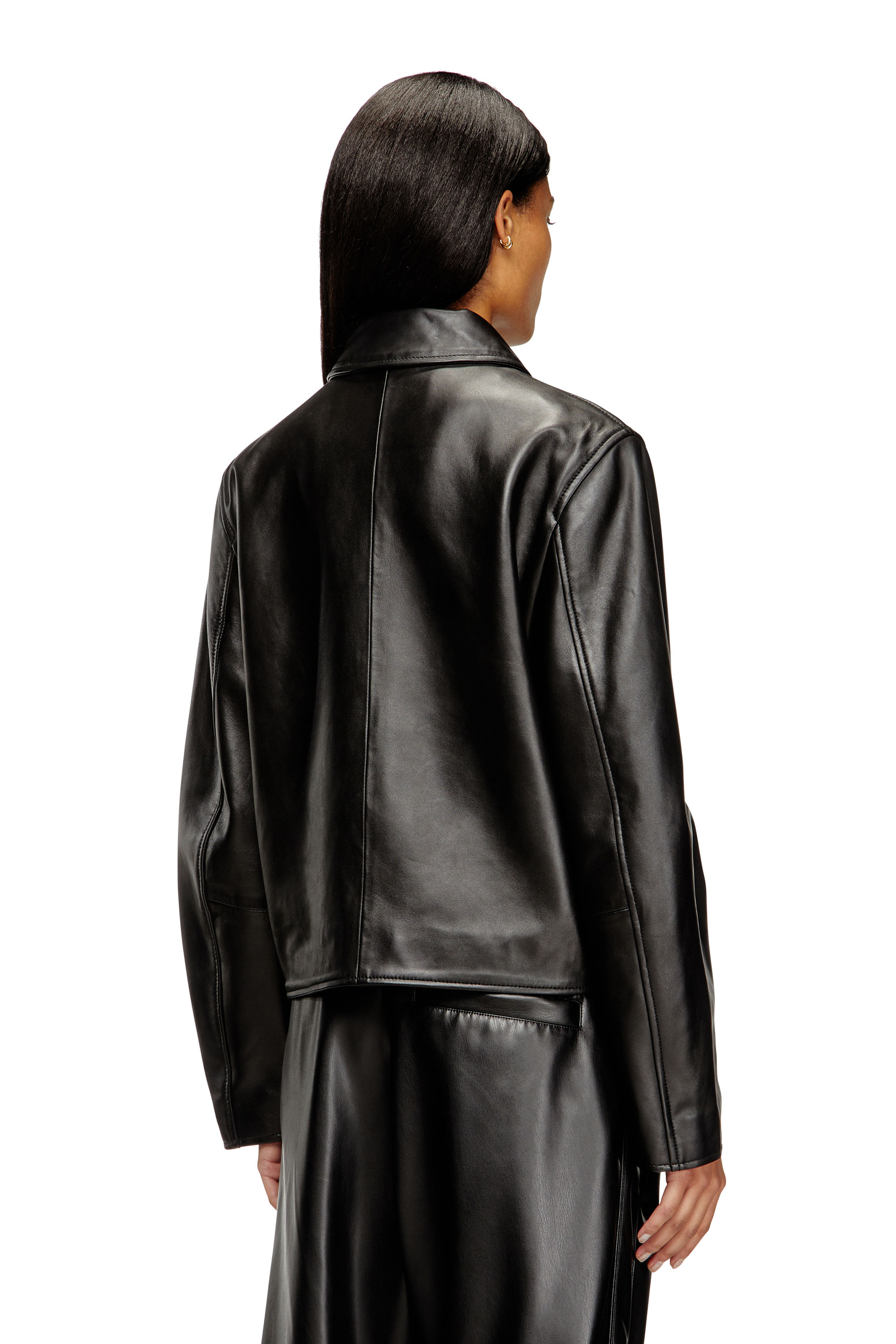 L-AMAR-FEM-S2, Black Diesel - L-AMAR-FEM-S2, Woman's Coach jacket in leather in Black - 4