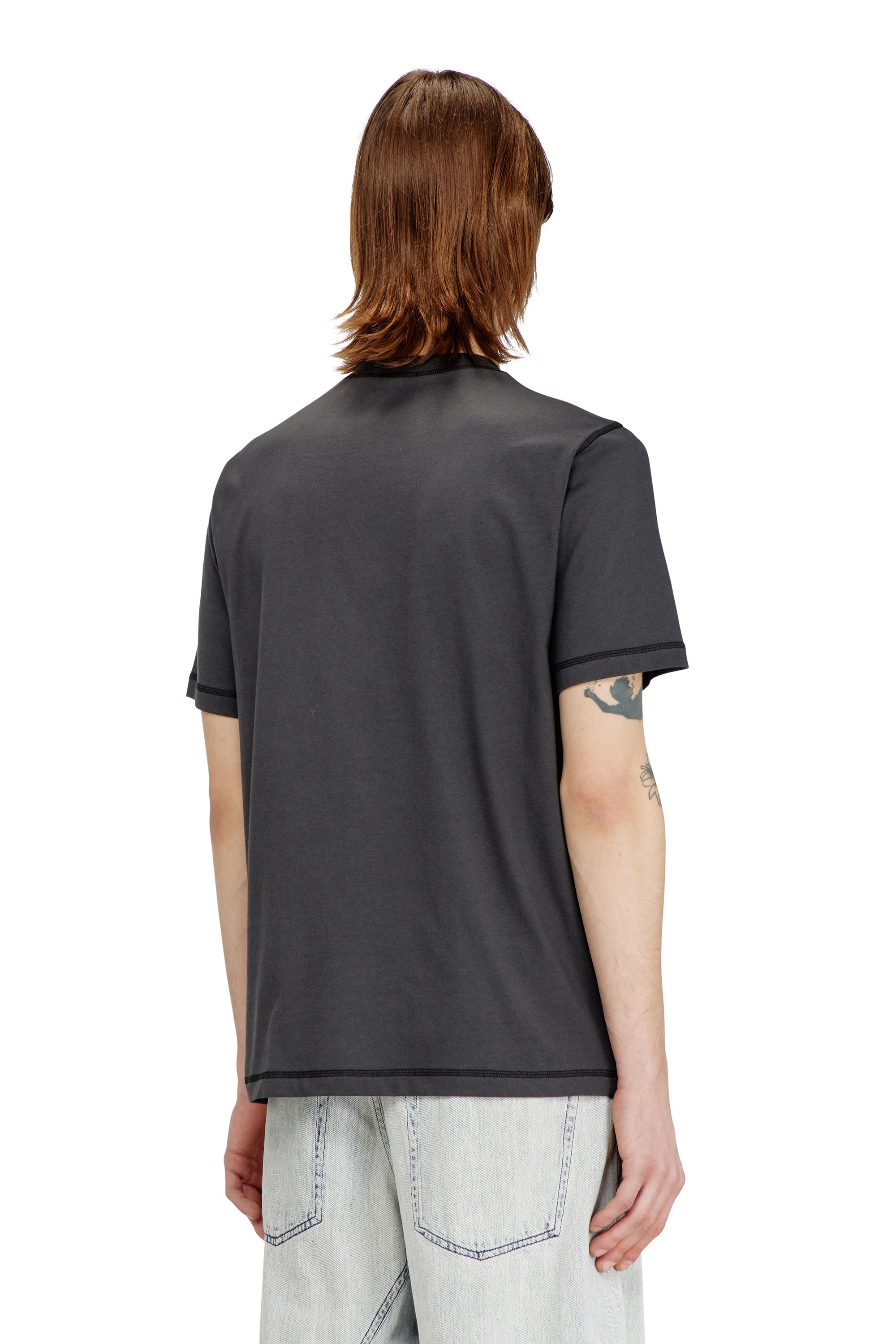 Diesel - T-ADJUST-V7, Man's T-shirt with contrasting stitching in Dark grey - 4