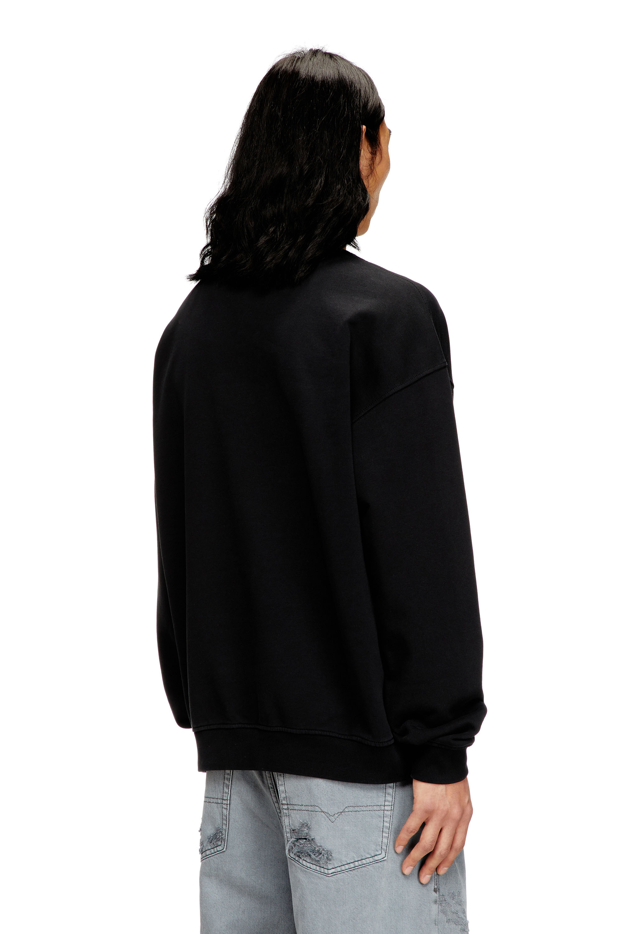 Diesel - S-BOXT-N5, Man's Sweatshirt with distressed flocked logo in Black - 4