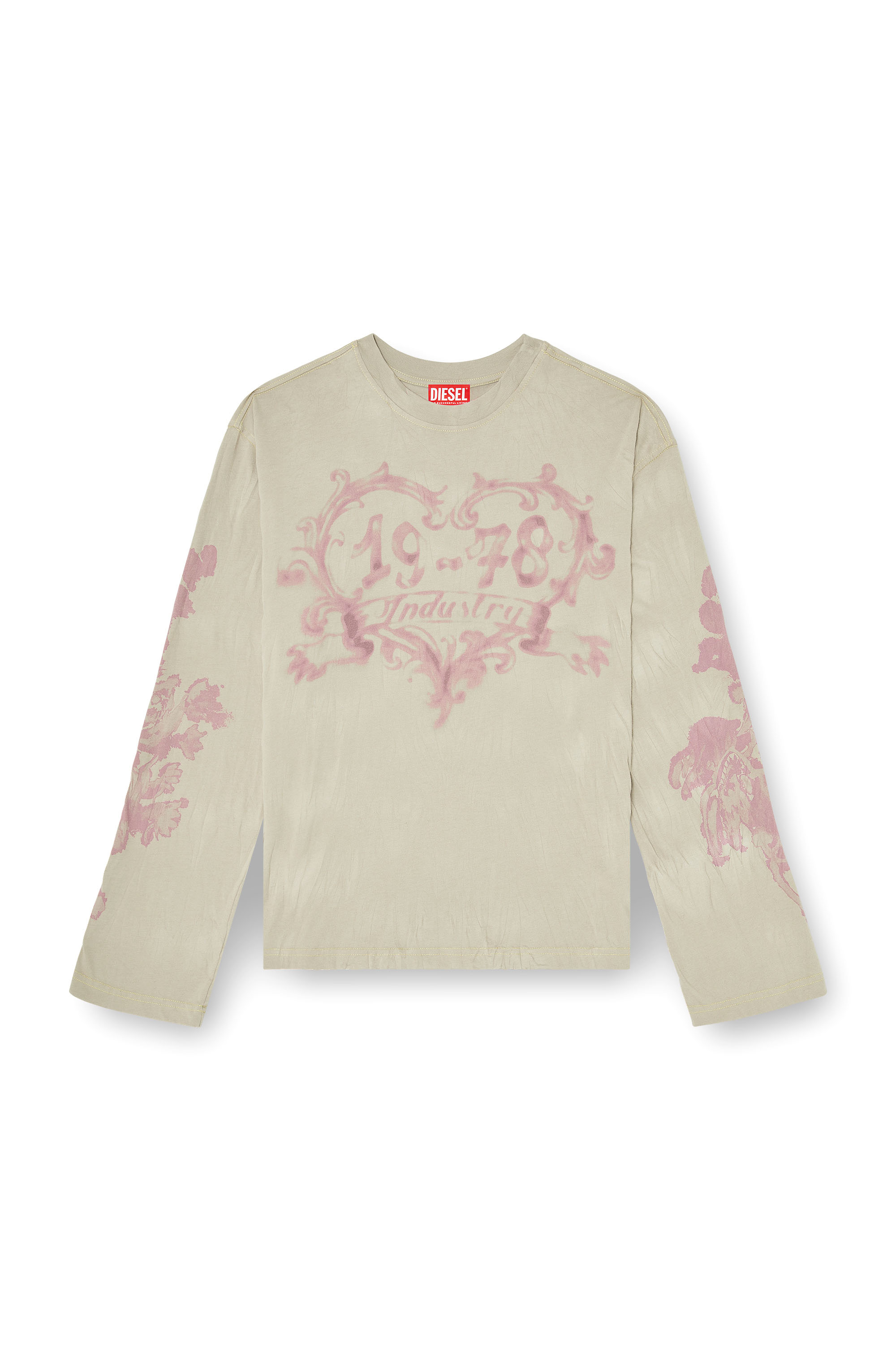 Diesel - T-HILARY-LS-AA1, Woman's Cotton long-sleeve T-shirt with graphic print in Beige - 2