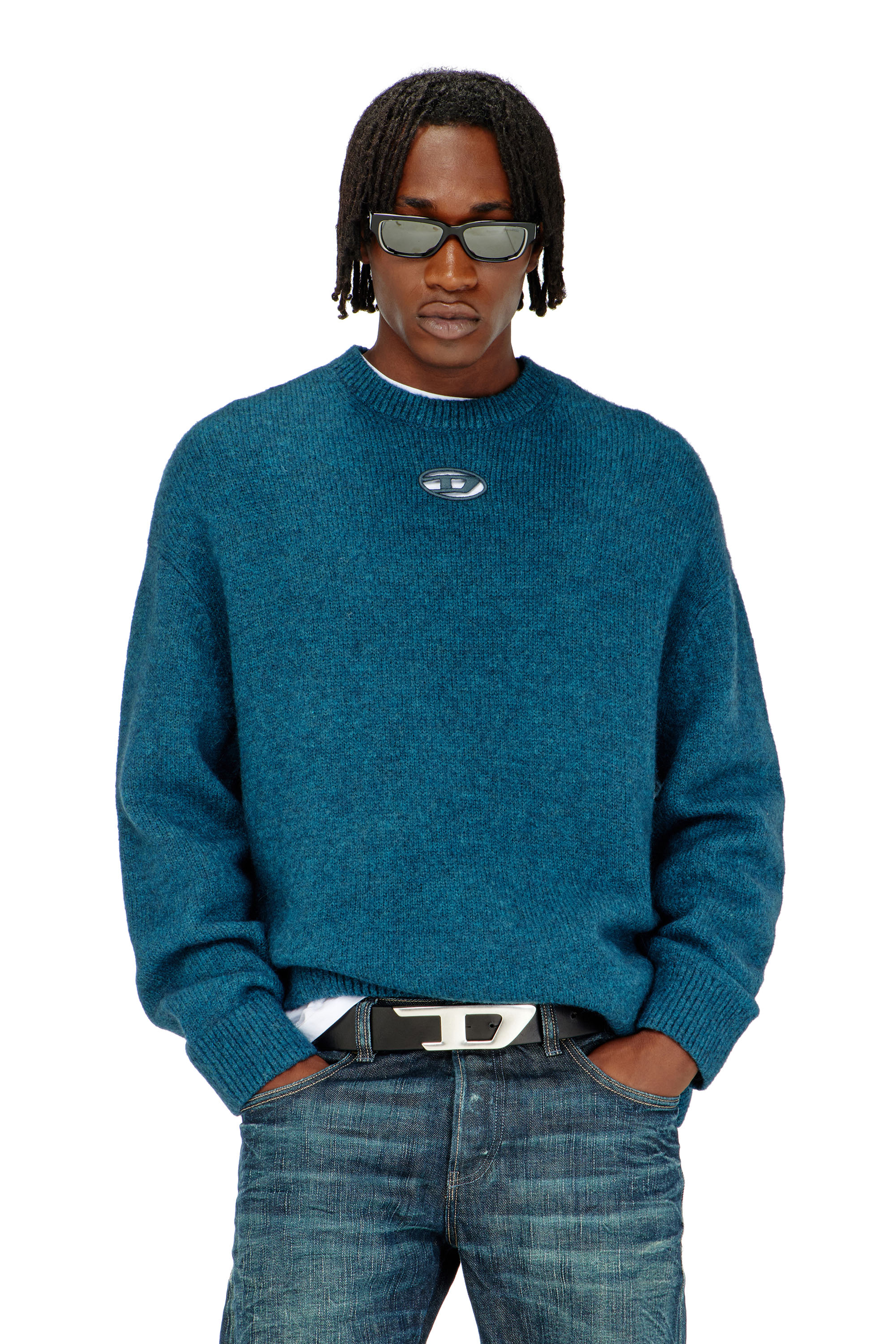 Diesel - K-AREESO, Man's Jumper in wool and alpaca blend in Water Green - 1