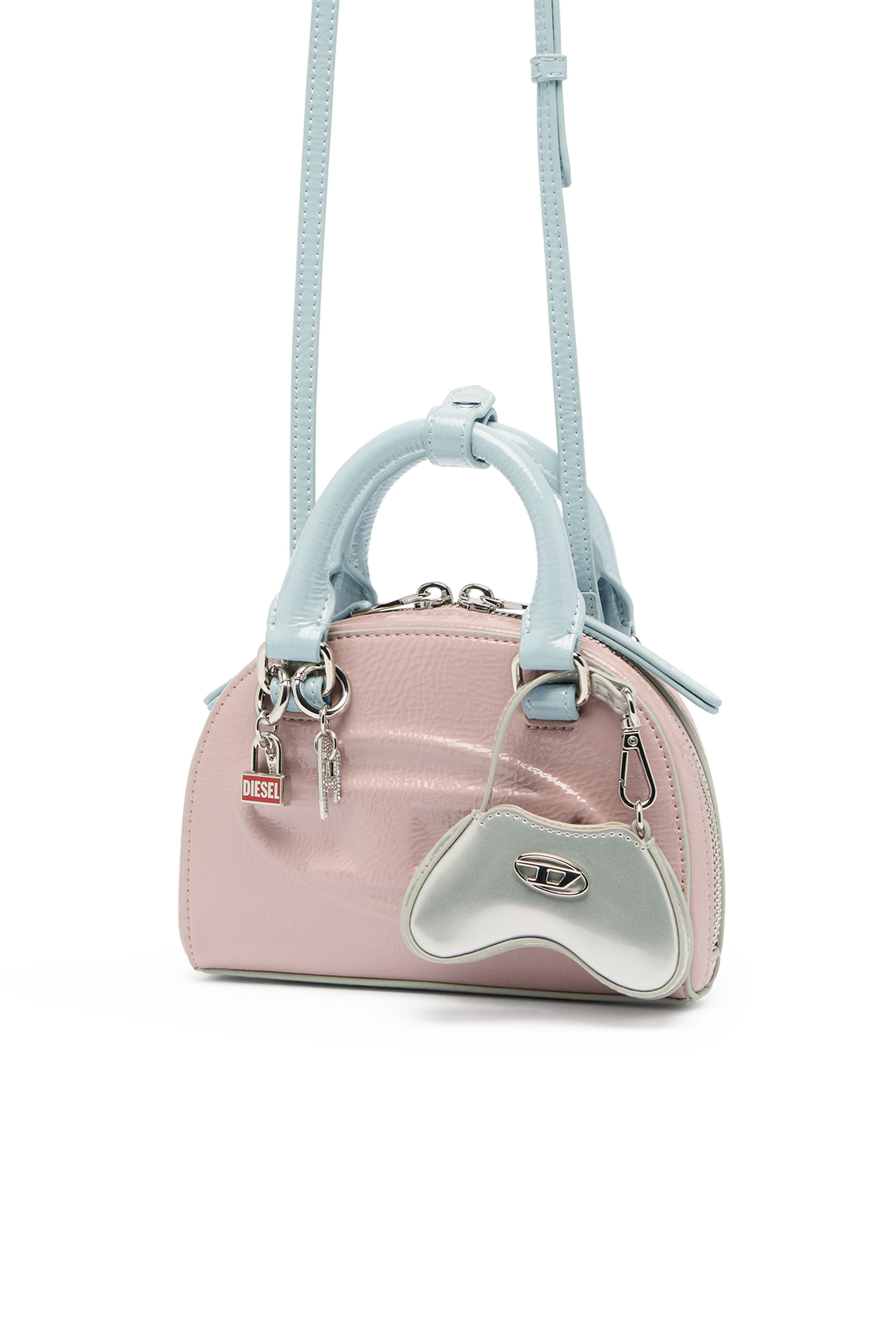 Diesel - 1DR DOME CROSSBODY XS, Woman's 1DR Dome-Mini bowling bag with naplak effect in Pink - 2