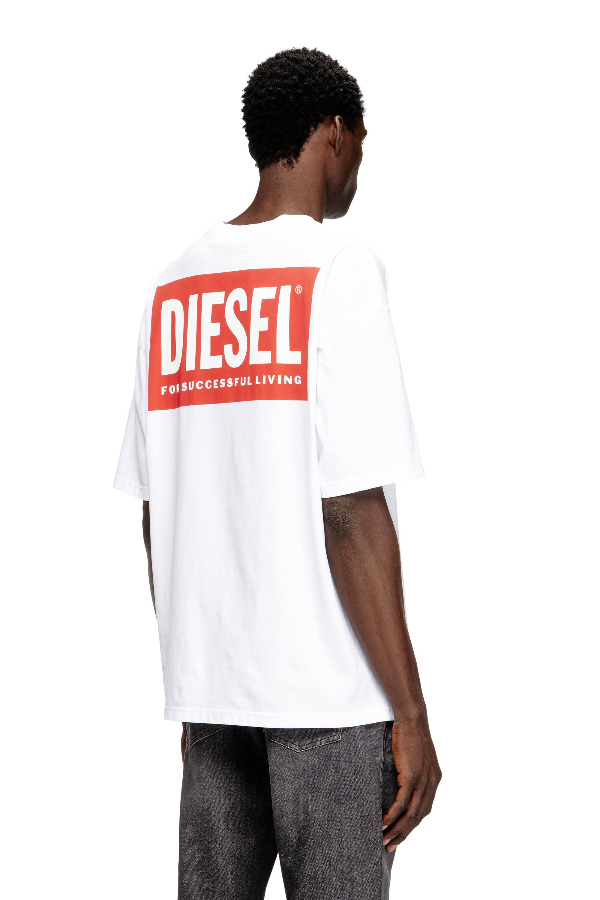 Diesel - T-BOXT-BISK, Man's Cotton T-shirt with Diesel Biscotto print in White - 4