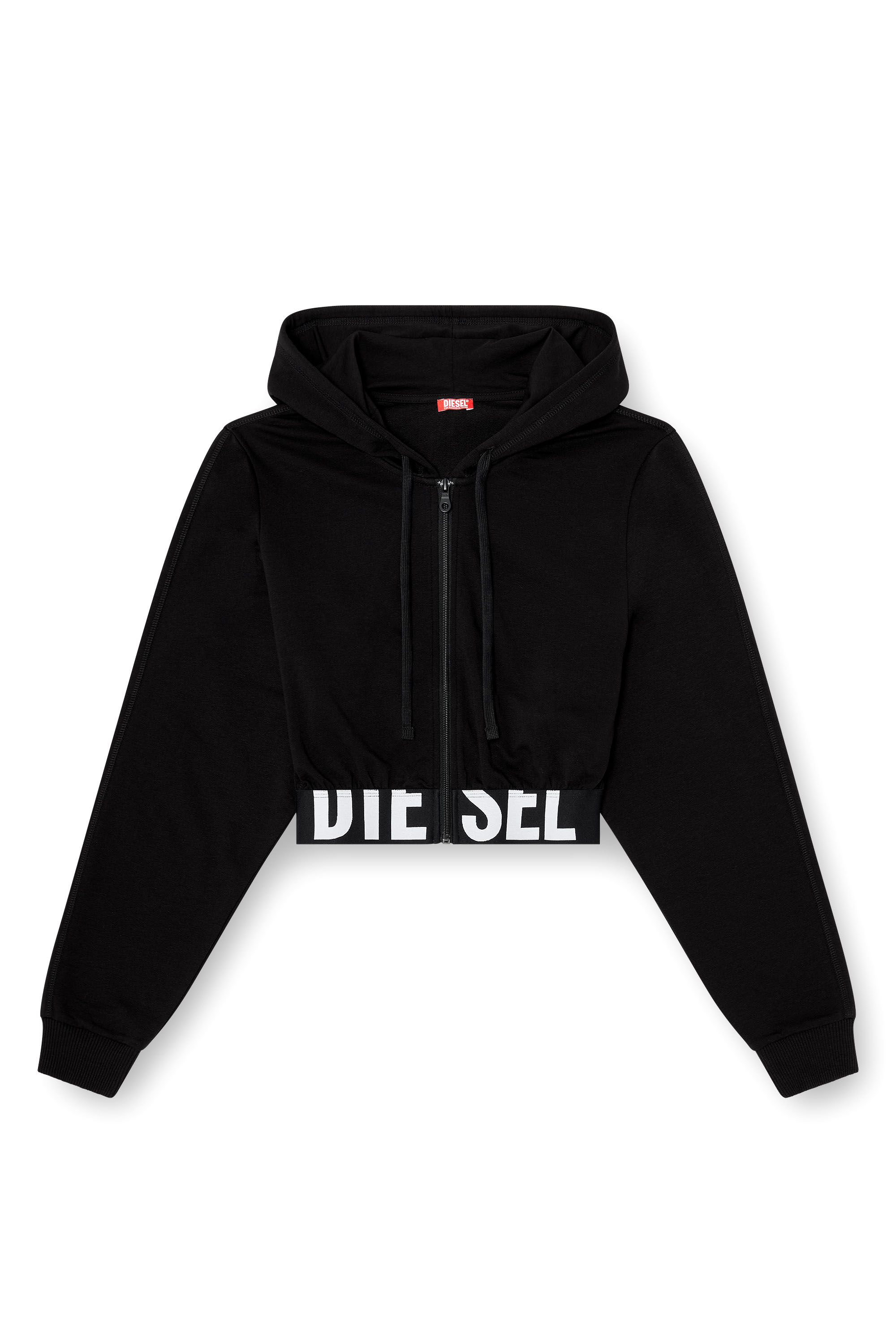 Diesel - NIKA-D-POP, Woman's Cropped hoodie with logo band in Black - 3