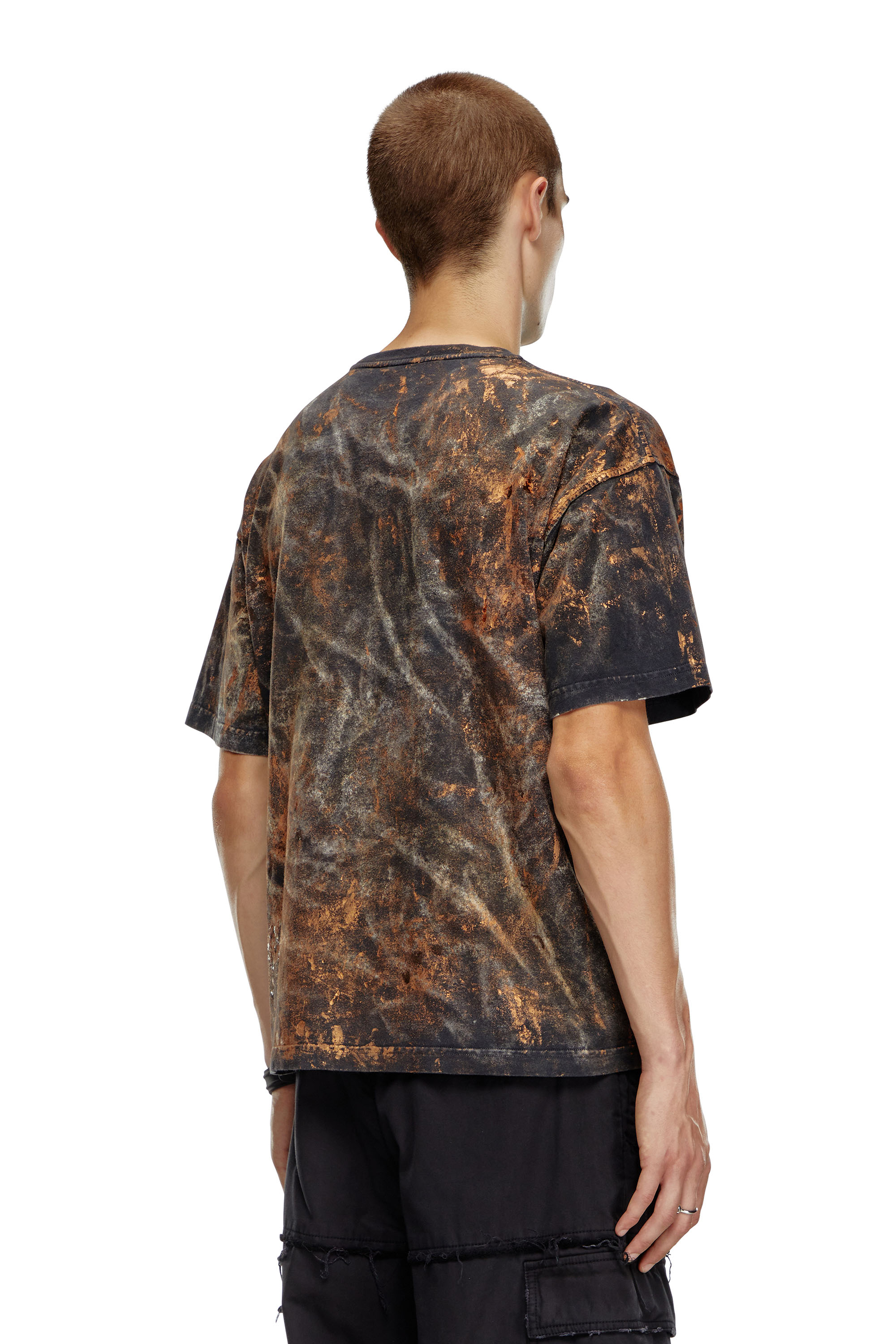 Diesel - T-BOXT-Q12, Man's Dirty-effect T-shirt with logo lettering in Brown - 5