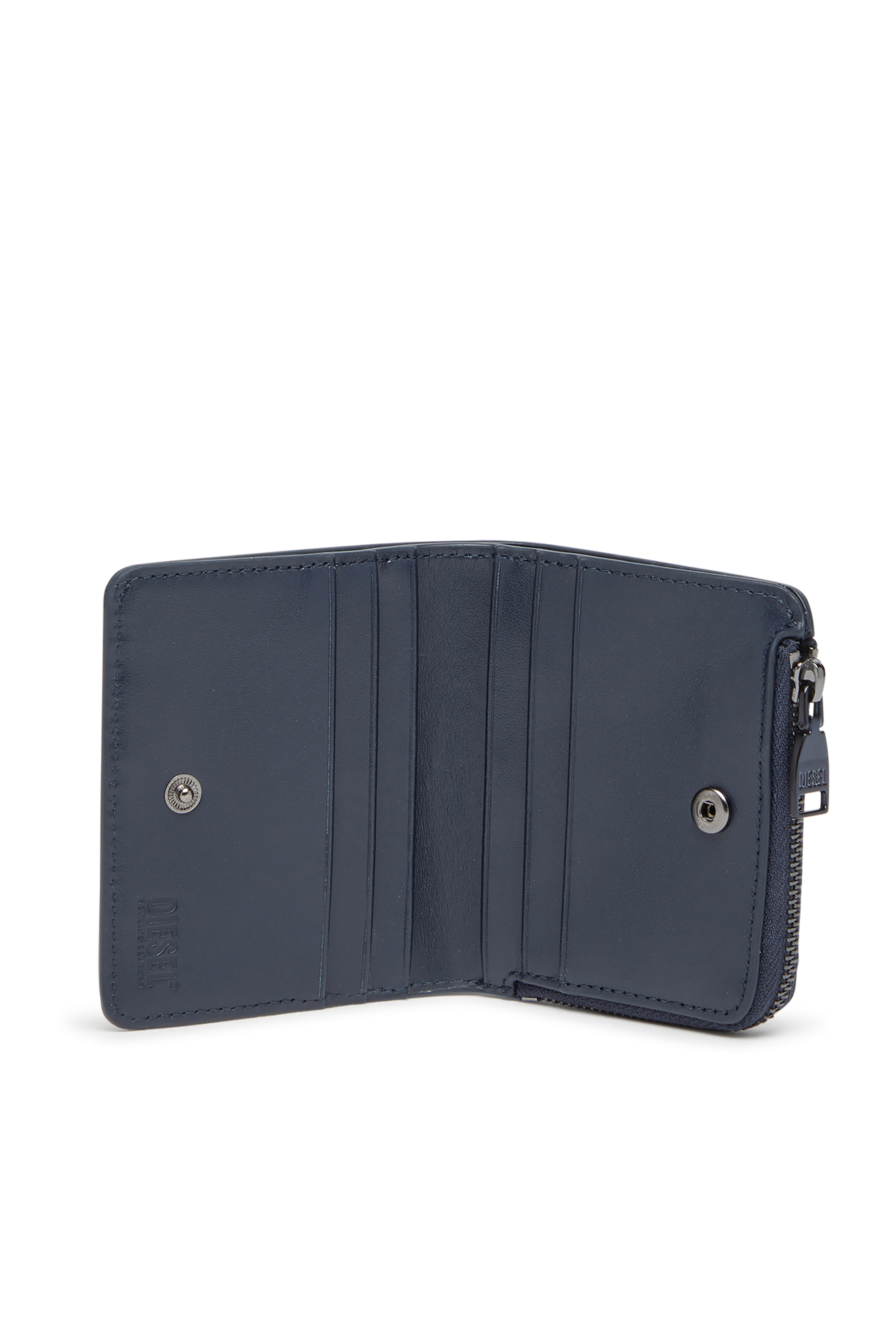 Diesel - HOLI -D BI FOLD ZIP L, Man's Zipped leather card holder in Blue - 3