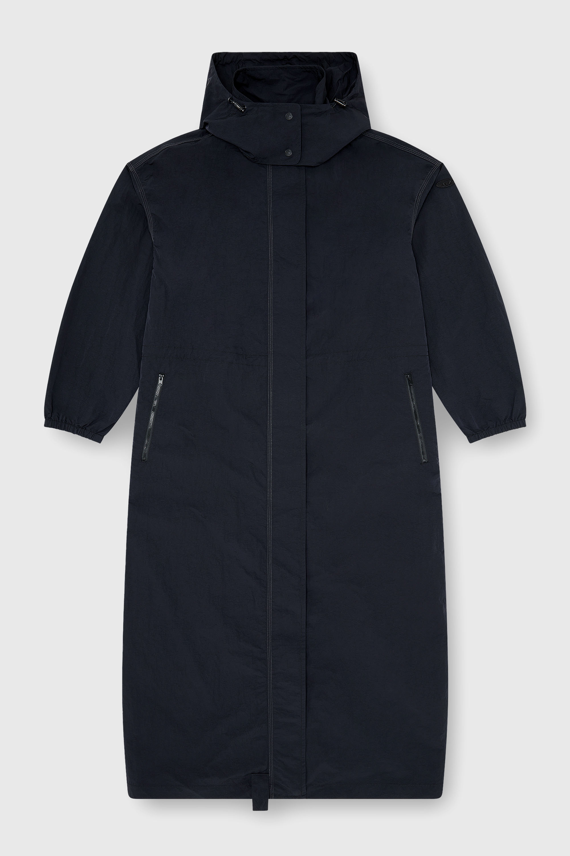 Diesel - G-ASTER-T1, Woman's Nylon trench coat with detachable hood in Night Blue - 2