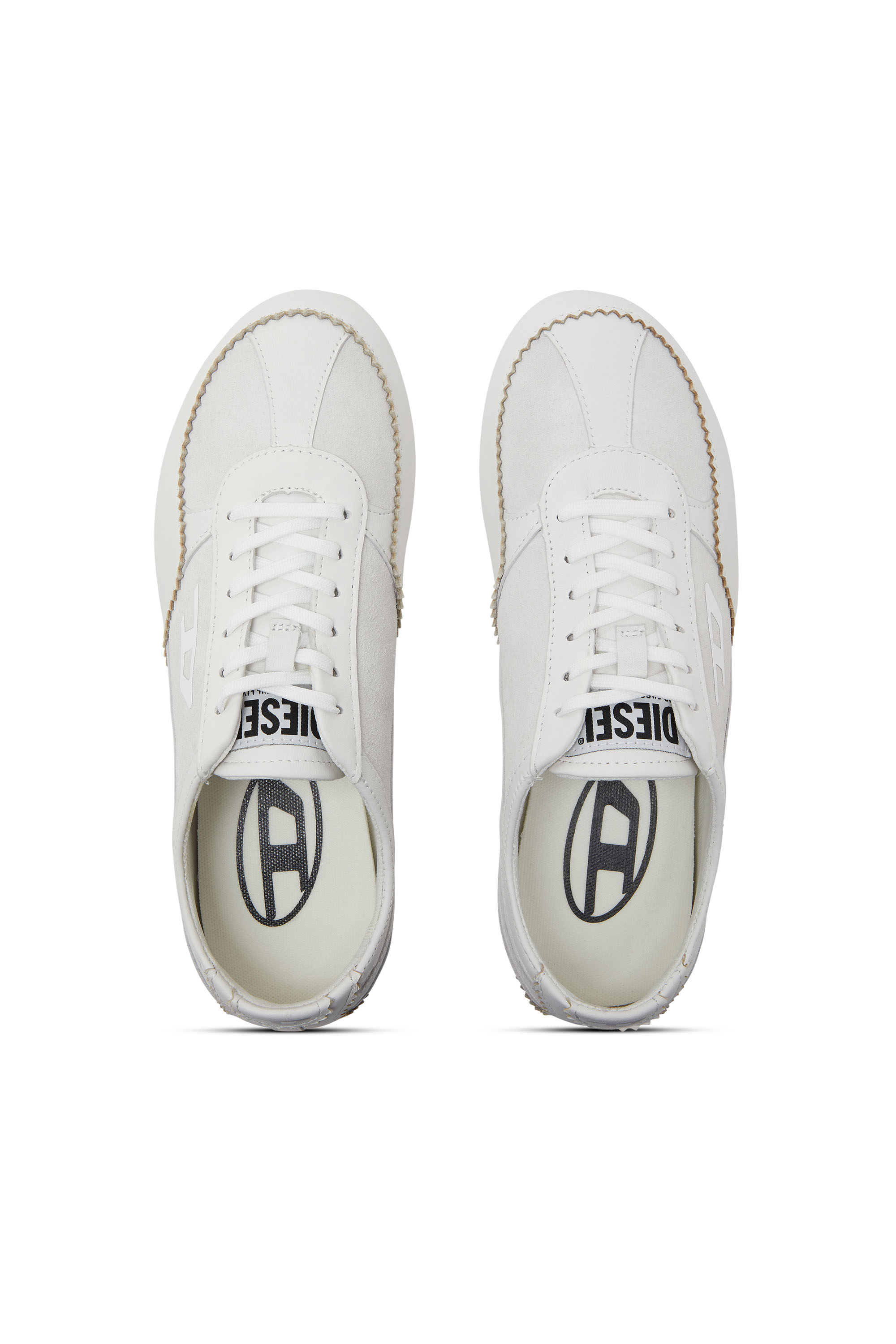 Diesel - D-MILE LOW W, Woman's D-Mile-Flat sneakers in leather and suede in White - 4
