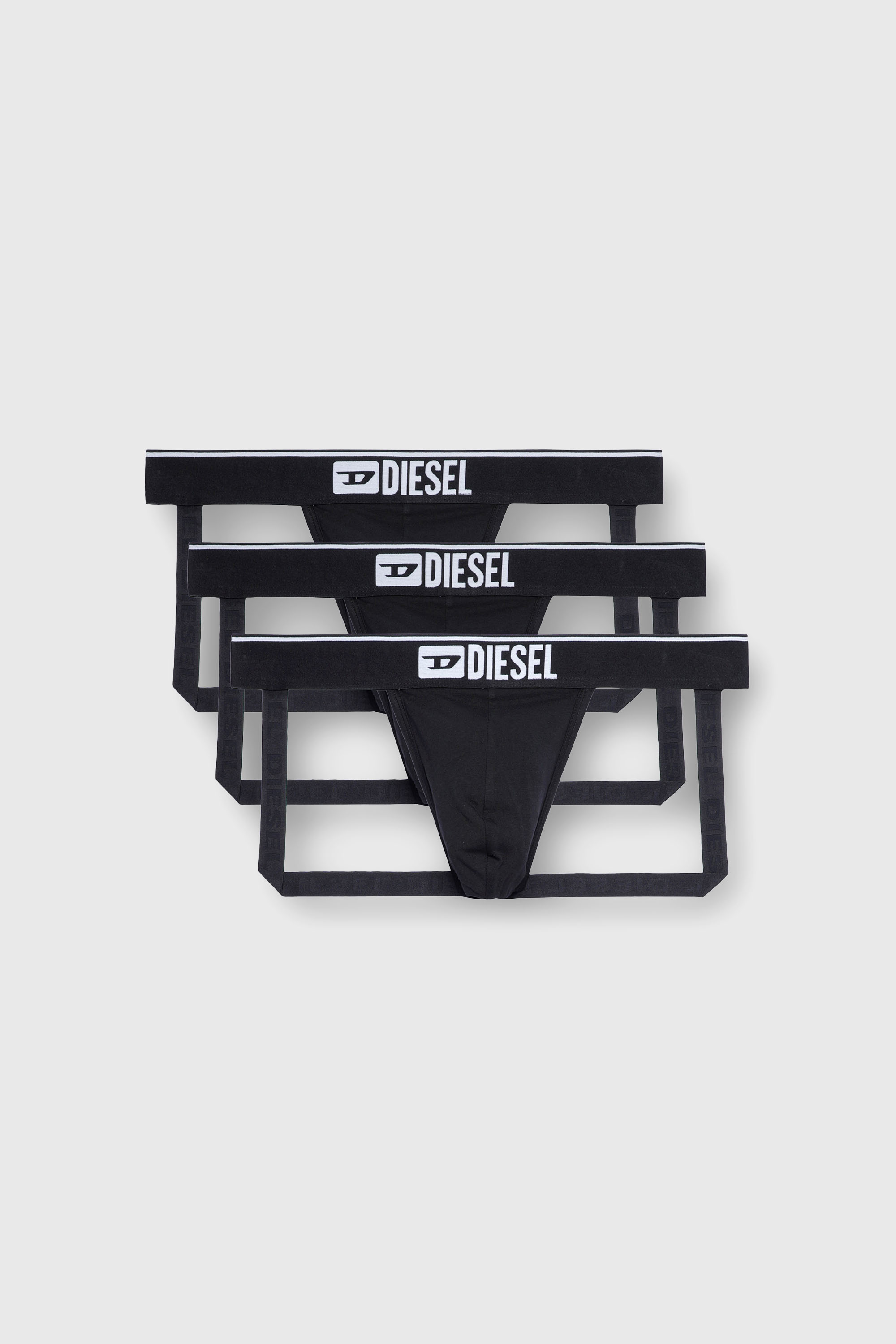 Diesel - UMBR-JOCKYTHREEPACK, Man's Three-pack jockstraps with front logo in Black - 2