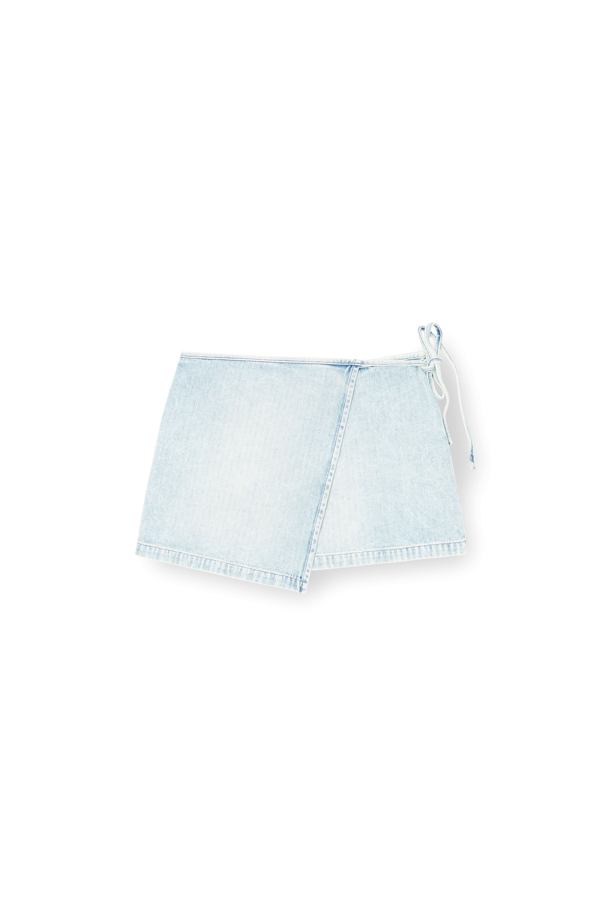 Diesel - DE-LEM-MINI, Woman's Short wrap skirt in herringbone denim in Light Blue - 2