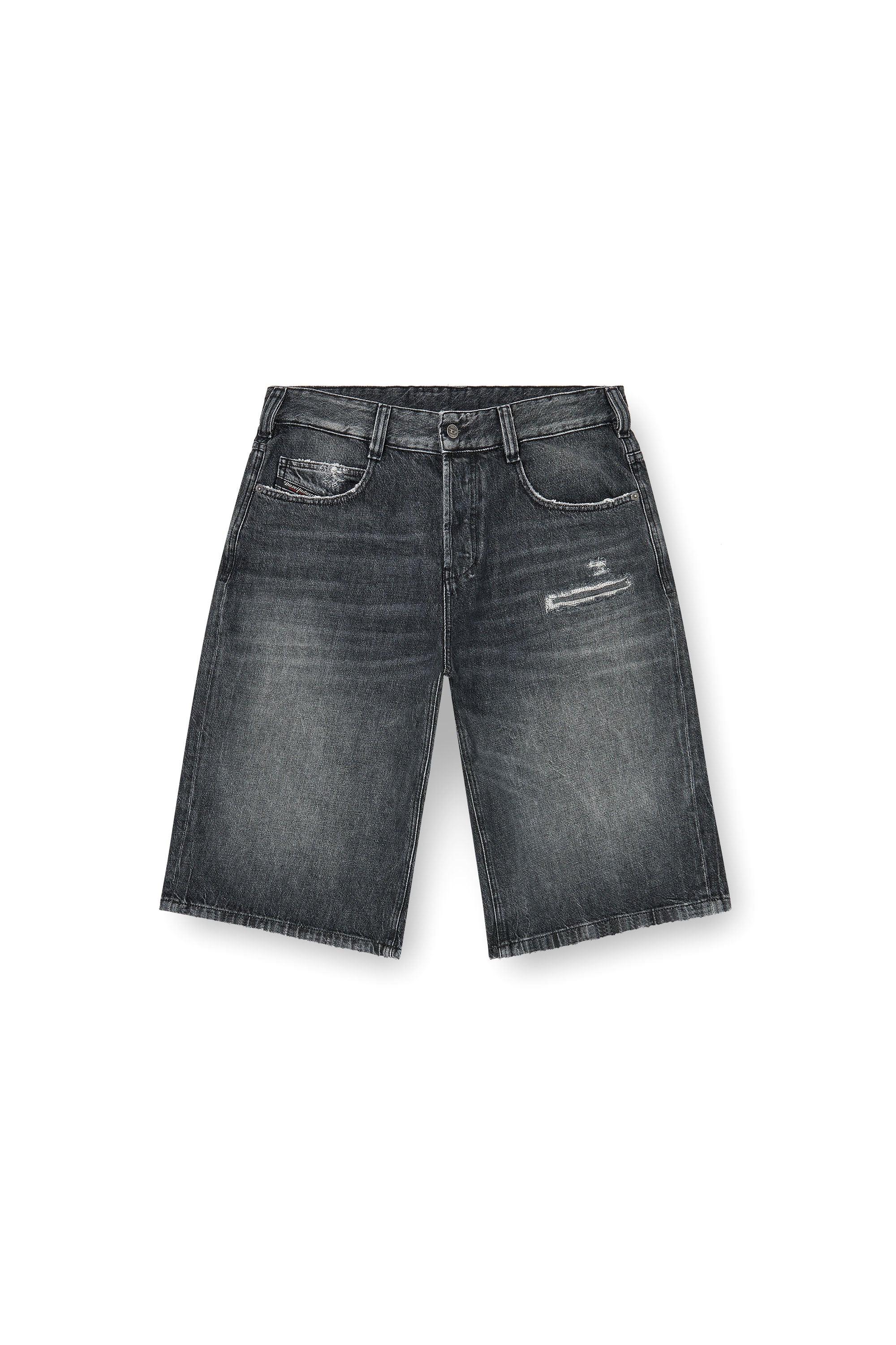 Diesel - D-ENIM-M-SHORT, Unisex's Denim relaxed shorts with abrasions in Dark grey - 3