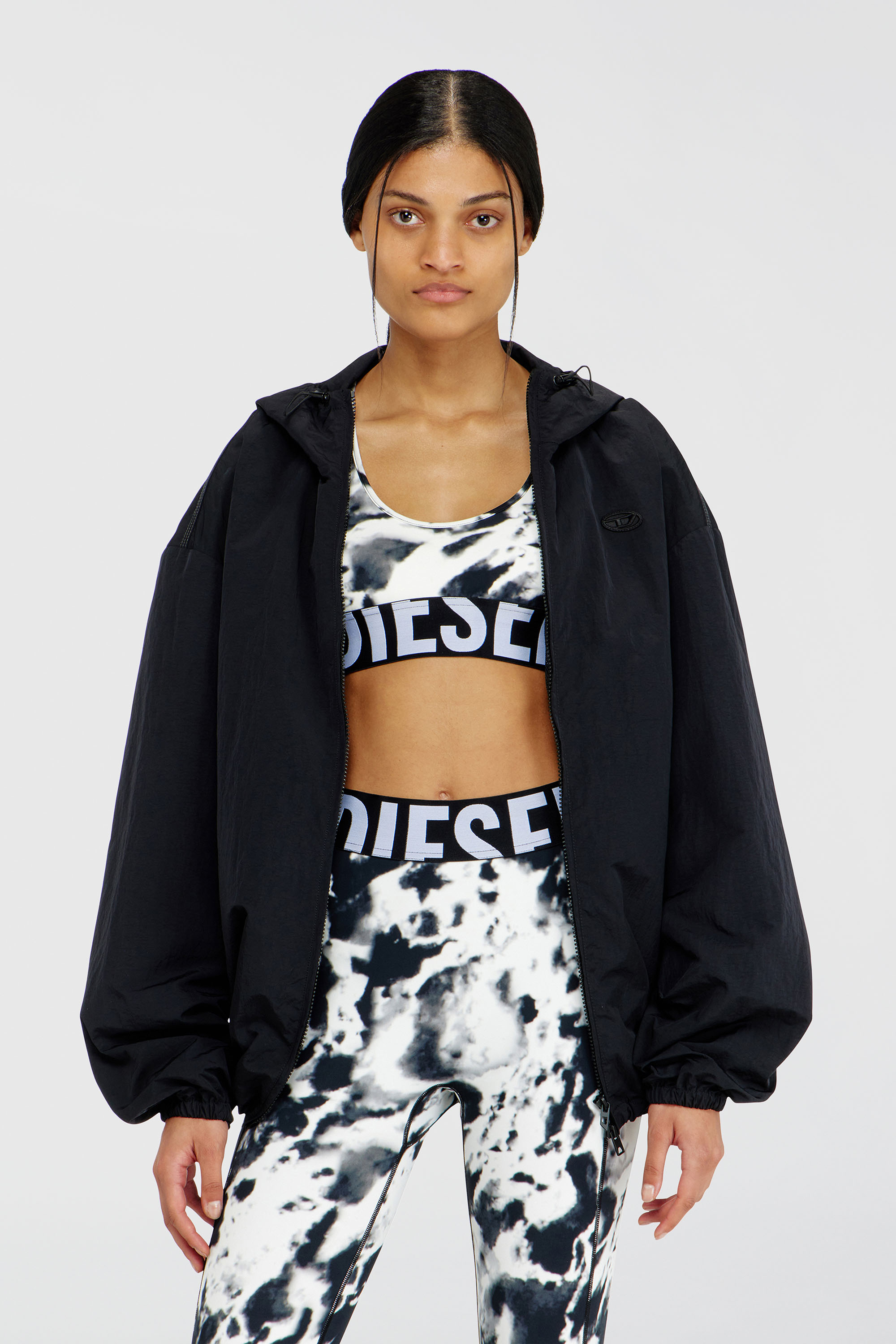 Diesel - ALLISON-D-POP, Woman's Sports bra in printed microfibre in White/Black - 1