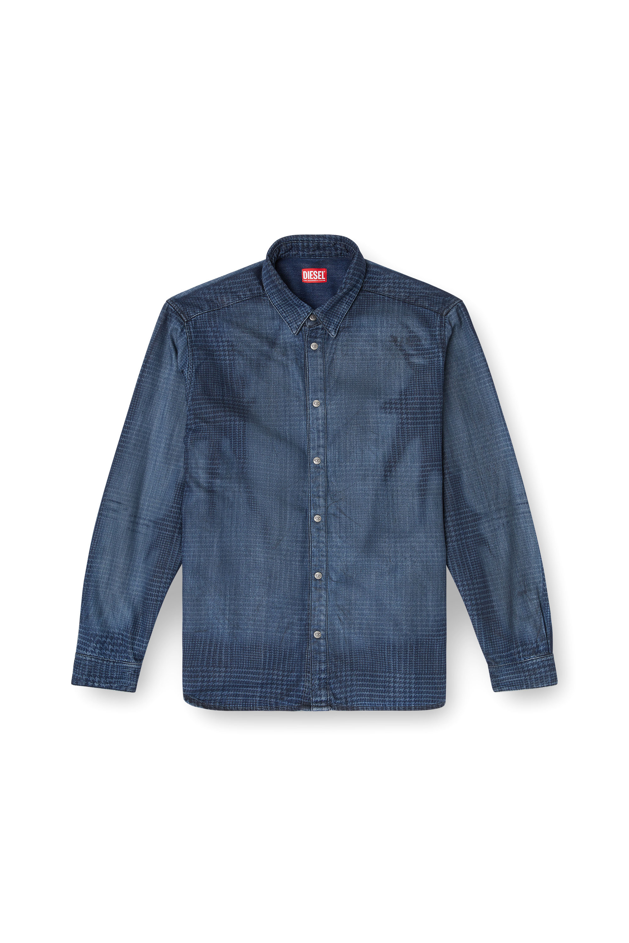 Diesel - D-SIMPLY-S13, Man's Shirt in fluid Prince of Wales denim in Blue - 2