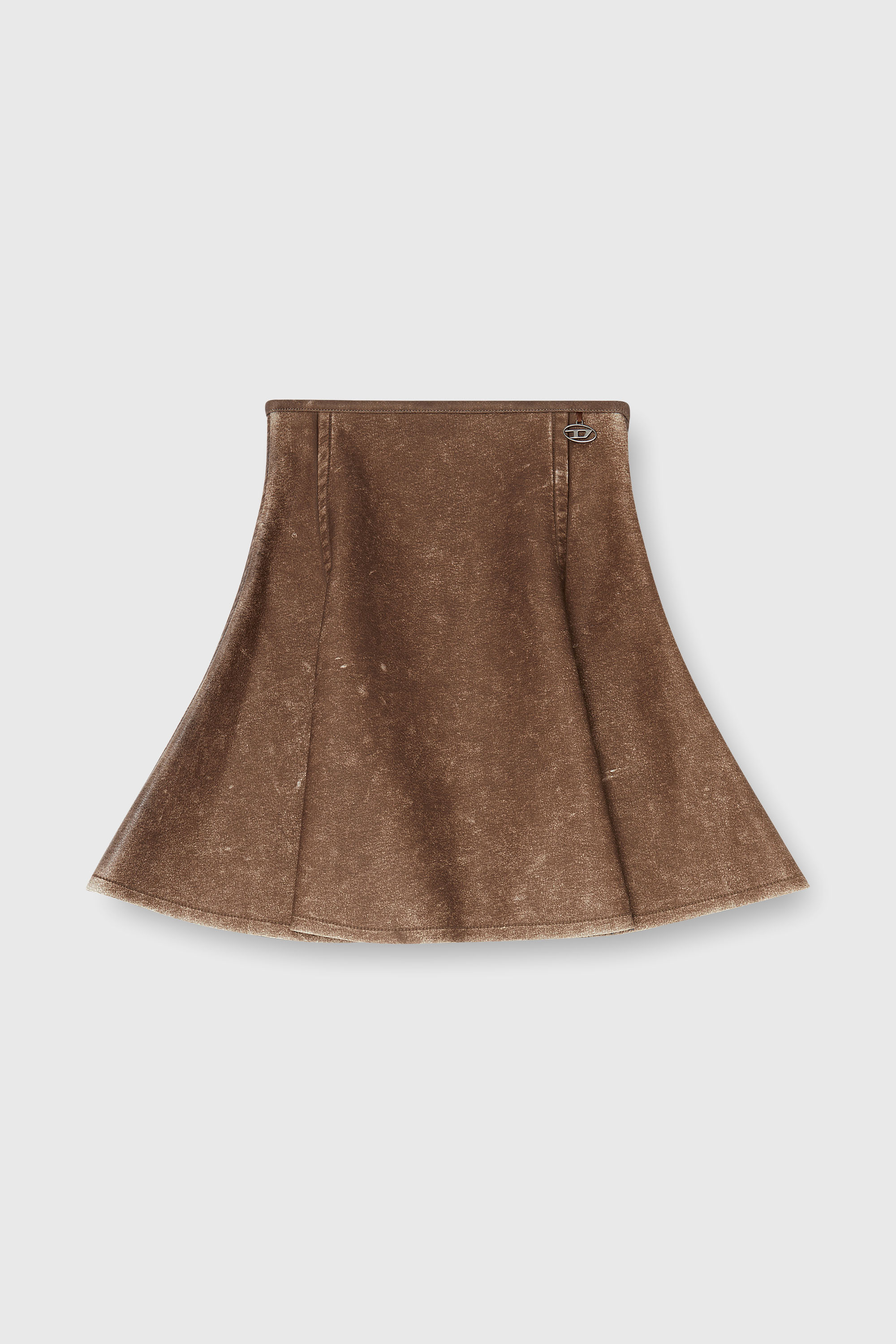 Diesel - O-ERINA, Woman's Flared miniskirt in bonded material in Brown - 2