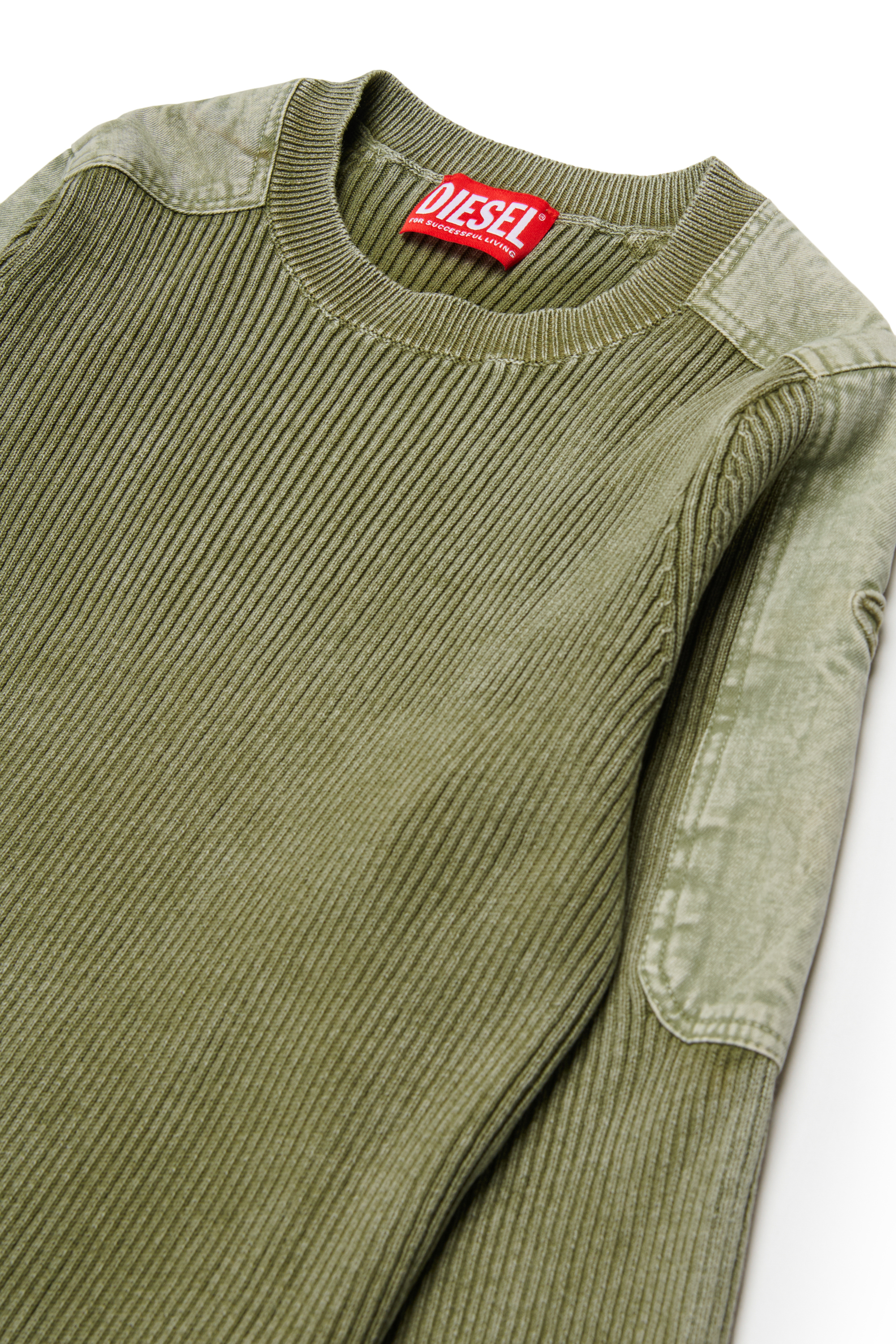 Diesel - KAMERYN, Man's Knit top with tonal canvas patches in Green - 3