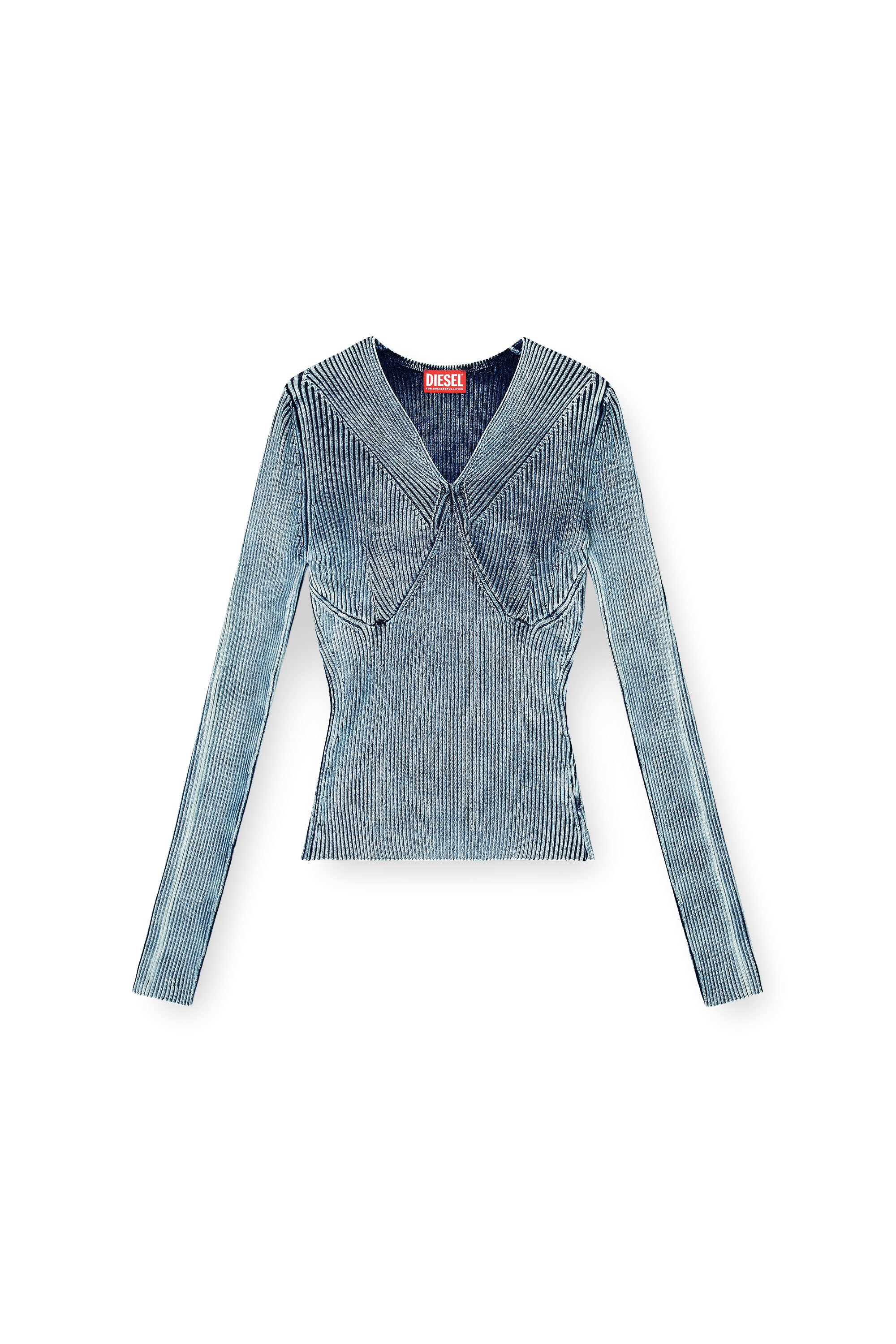 Diesel - M-MILMO, Woman's Denim-yarn jumper with shiny effect in Blue - 2