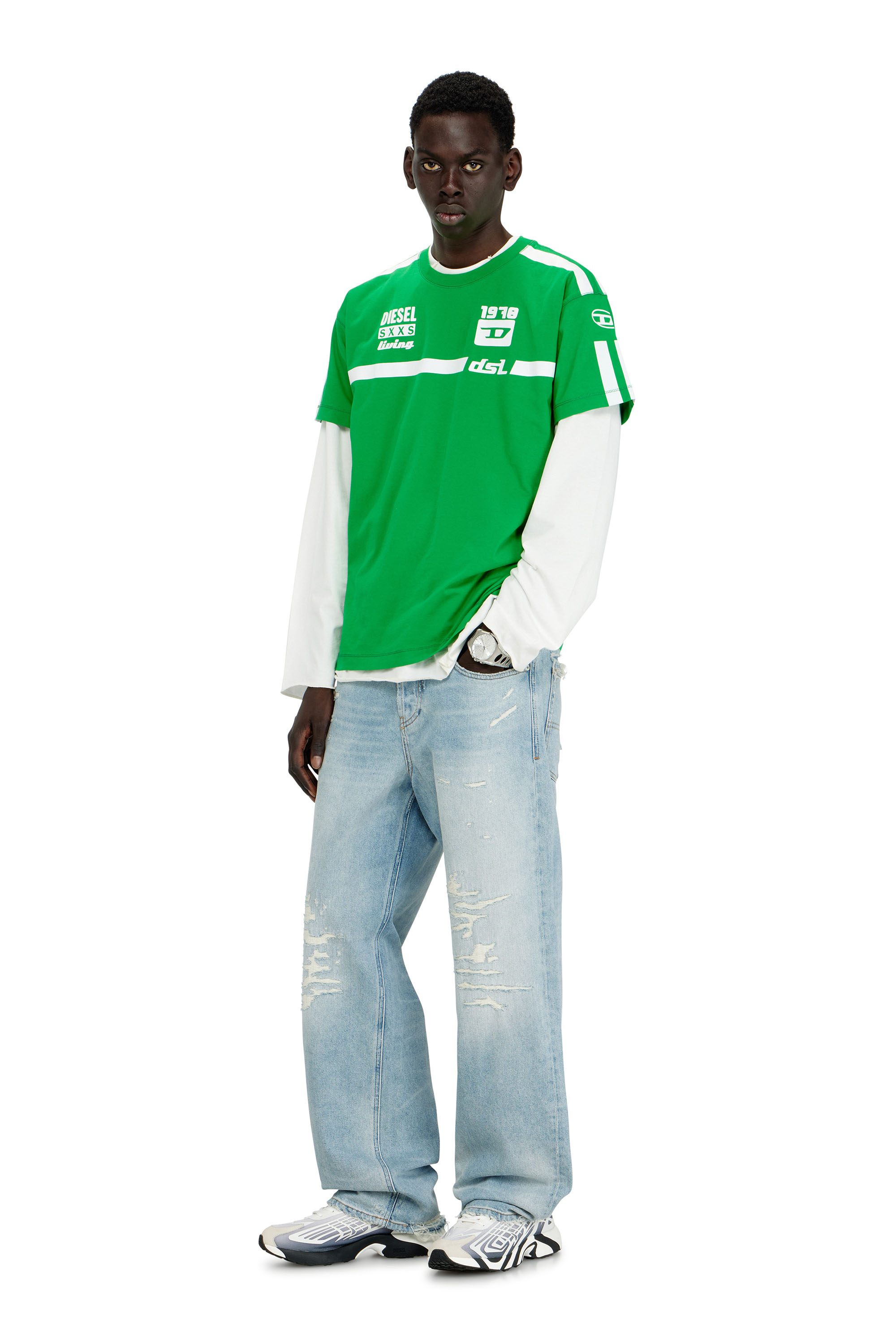 Diesel - T-NORM-V12, Man's Cotton T-shirt with contrast graphic prints in null - 2