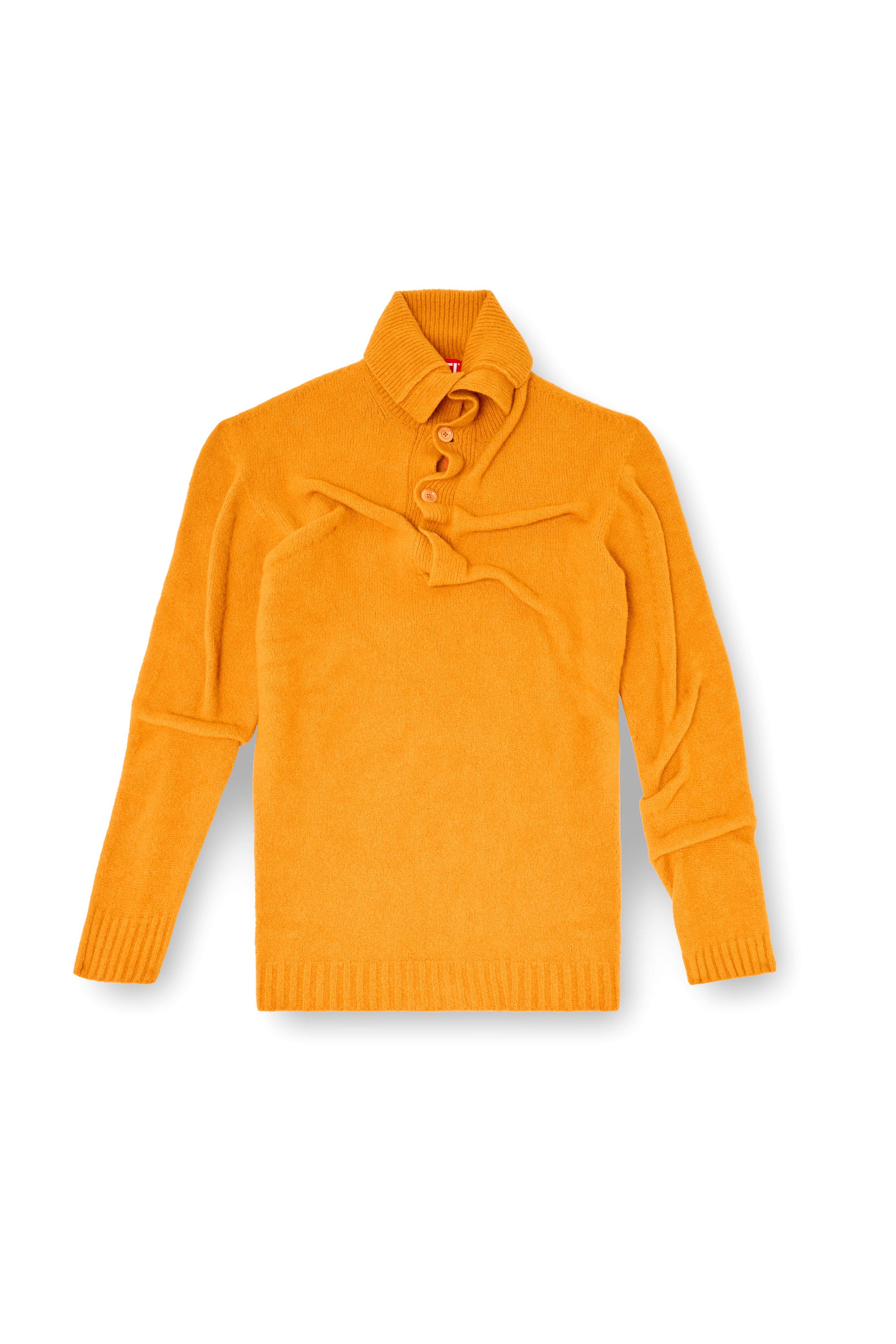 Diesel - K-ANDREW, Man's Button-neck jumper in wrinkled boiled knit in Orange - 4