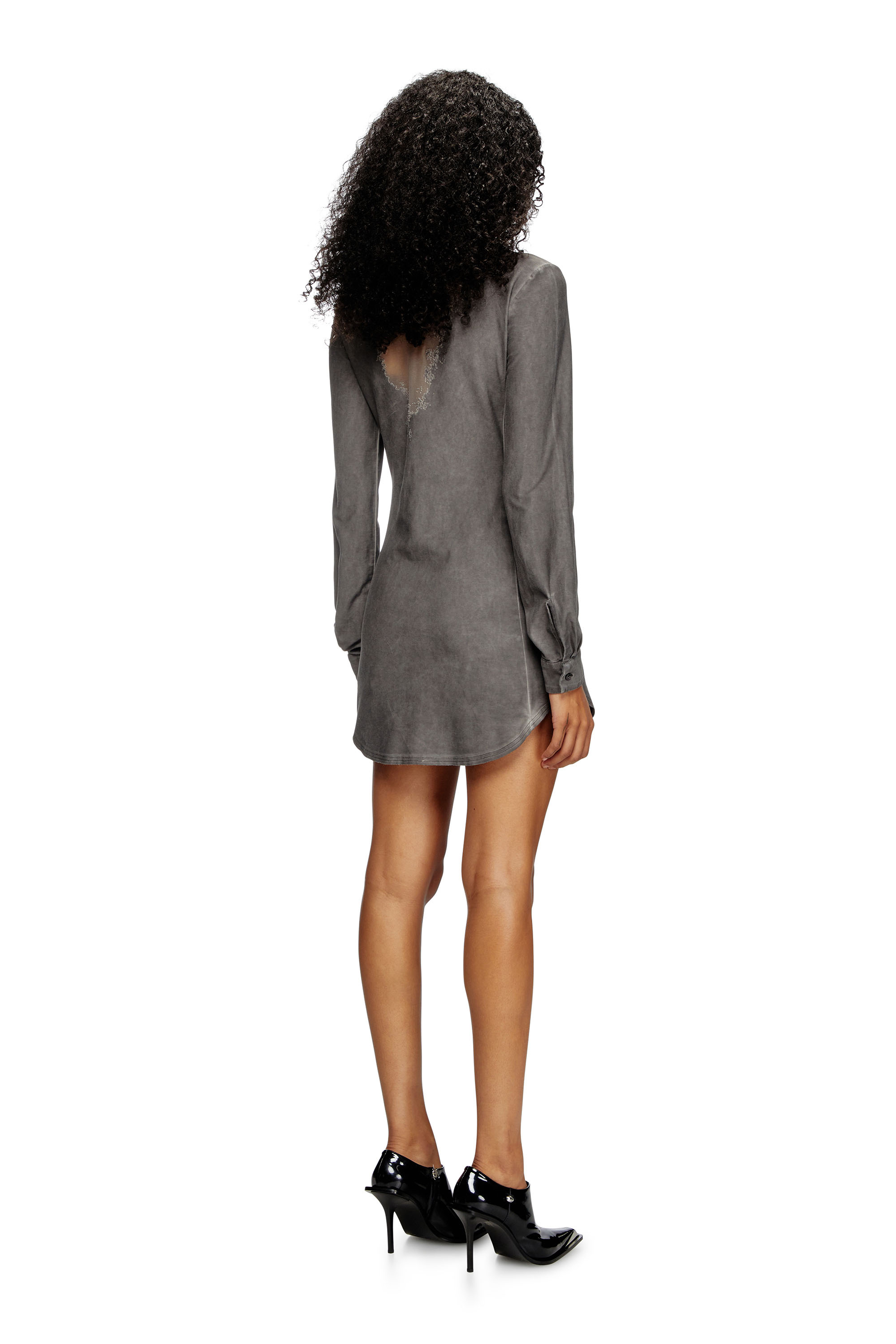 Diesel - D-GISELD-P1, Woman's Shirt dress with devoré sweat stains in Grey - 3