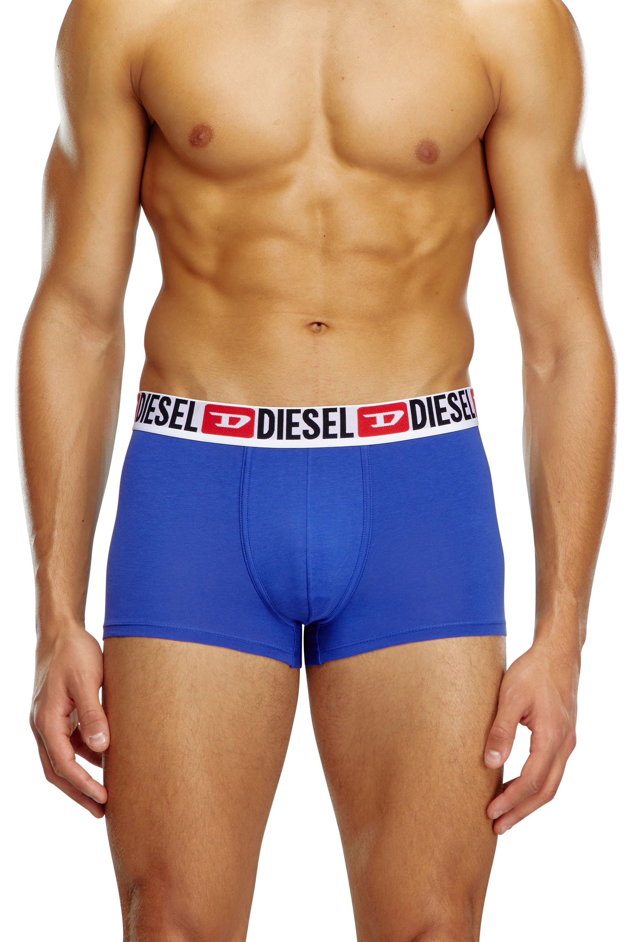 Diesel - UMBX-DAMIENTHREEPACK, Man's Three-pack of all-over logo waist boxers in Blue/Grey - 2