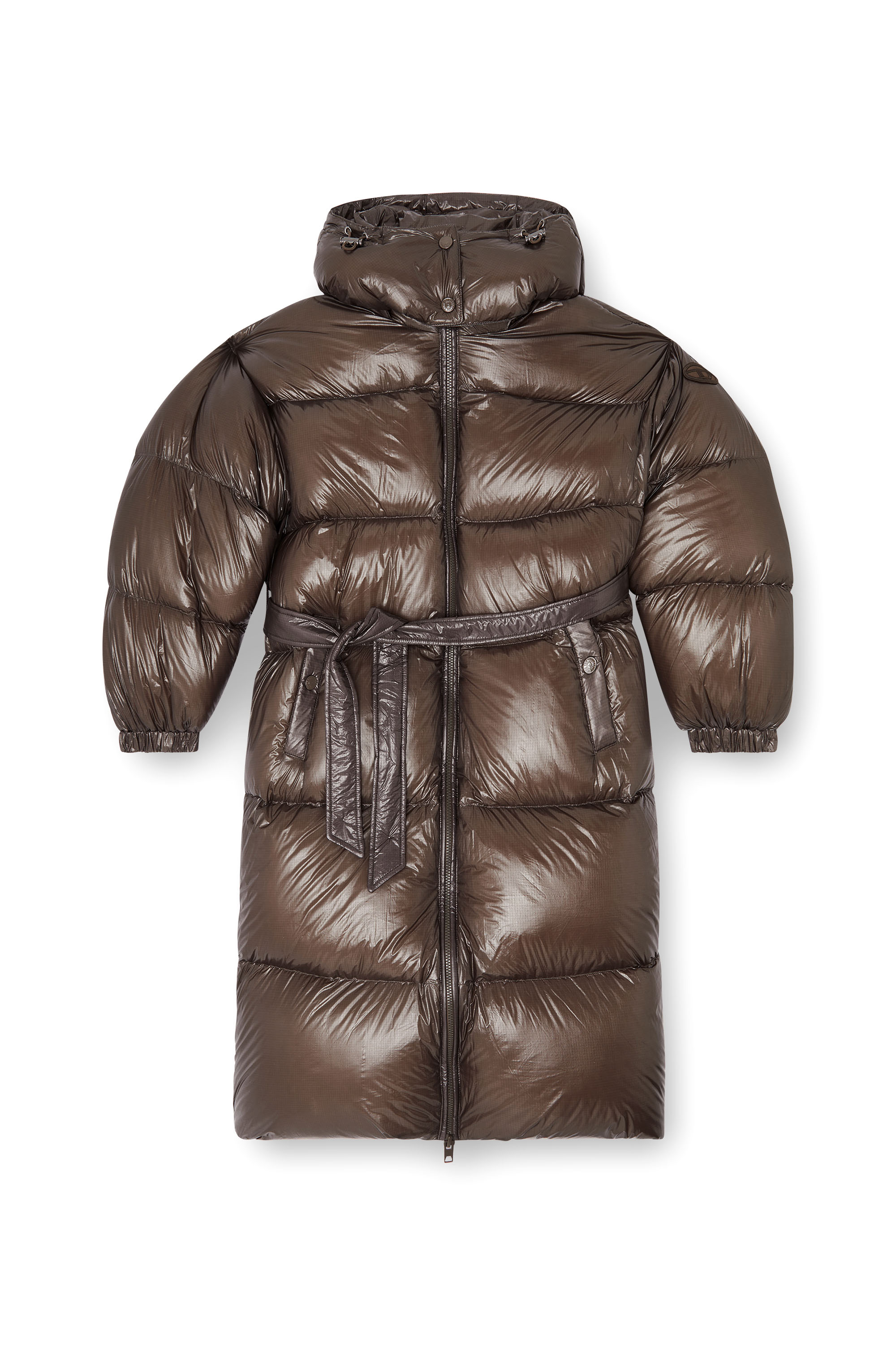 Diesel - W-ISHER, Woman's Down puffer coat in ultra-light ripstop in Brown - 3
