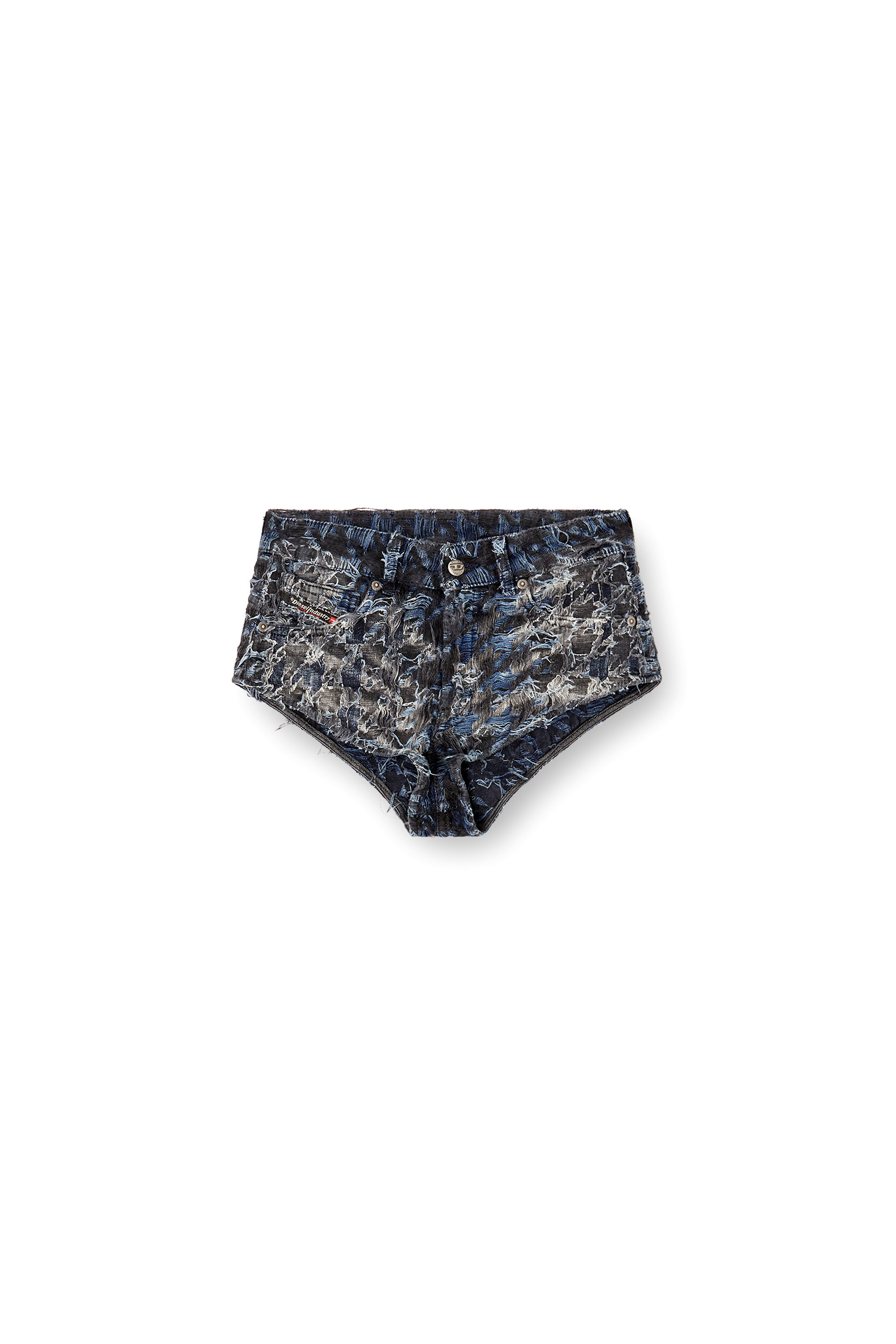 Diesel - DE-JIZZ-FSH2, Woman's Shorts in houndstooth tie-dye denim in Dark Blue - 2