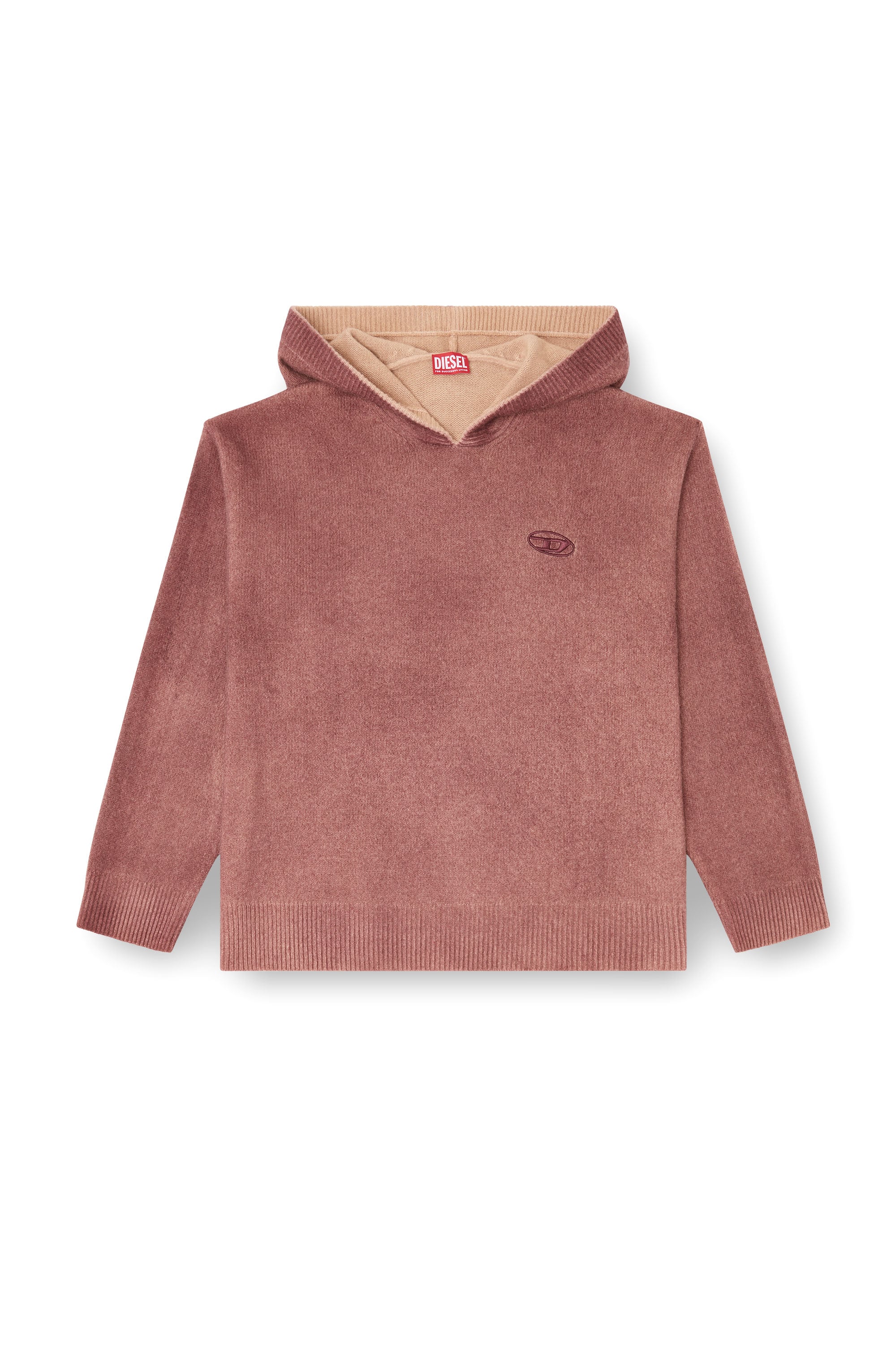 Diesel - K-PICKLED, Man's Double-dyed hoodie in wool-blend knit in Bordeaux - 3