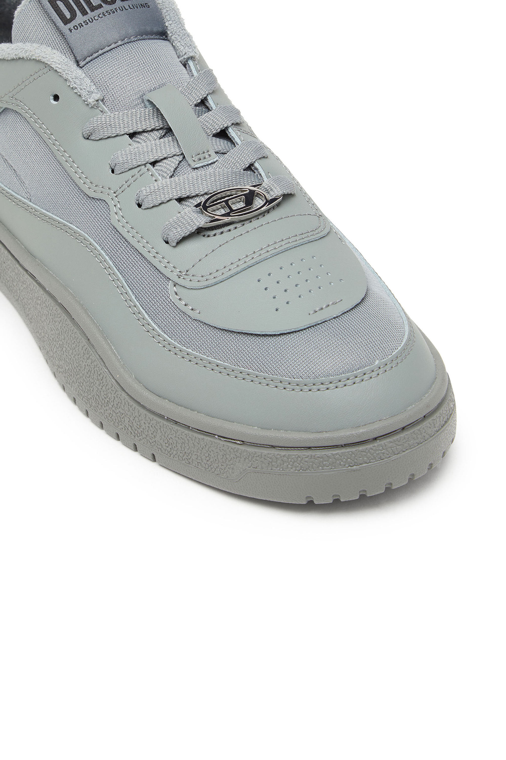 S-OVAL SKATE LOW, Grey Diesel - S-OVAL SKATE LOW, Man's S-Oval Skate-Fabric-panelled leather sneakers in Grey - 6
