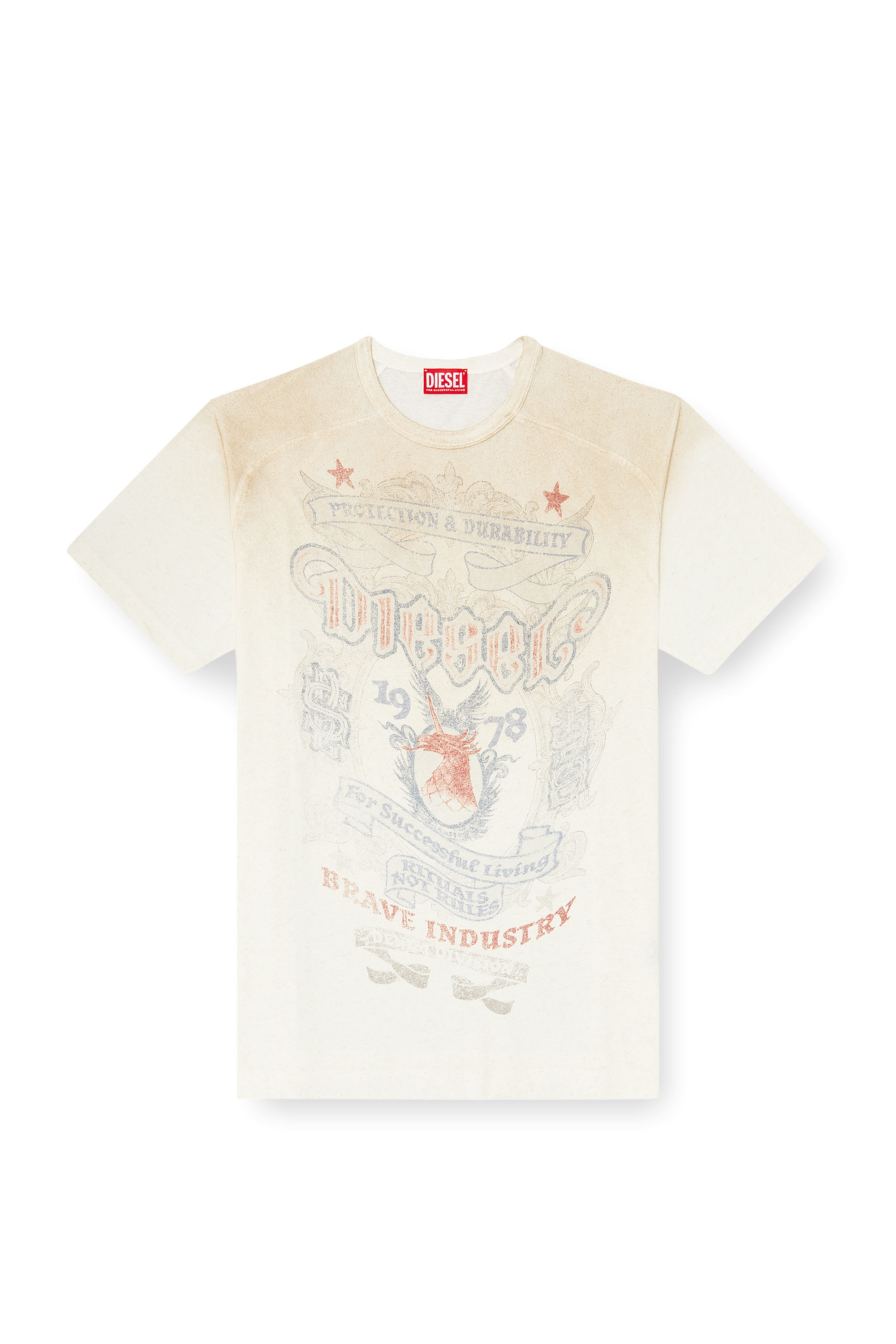 Diesel - T-ALECY, Man's T-shirt with Diesel crest graphic in White - 2
