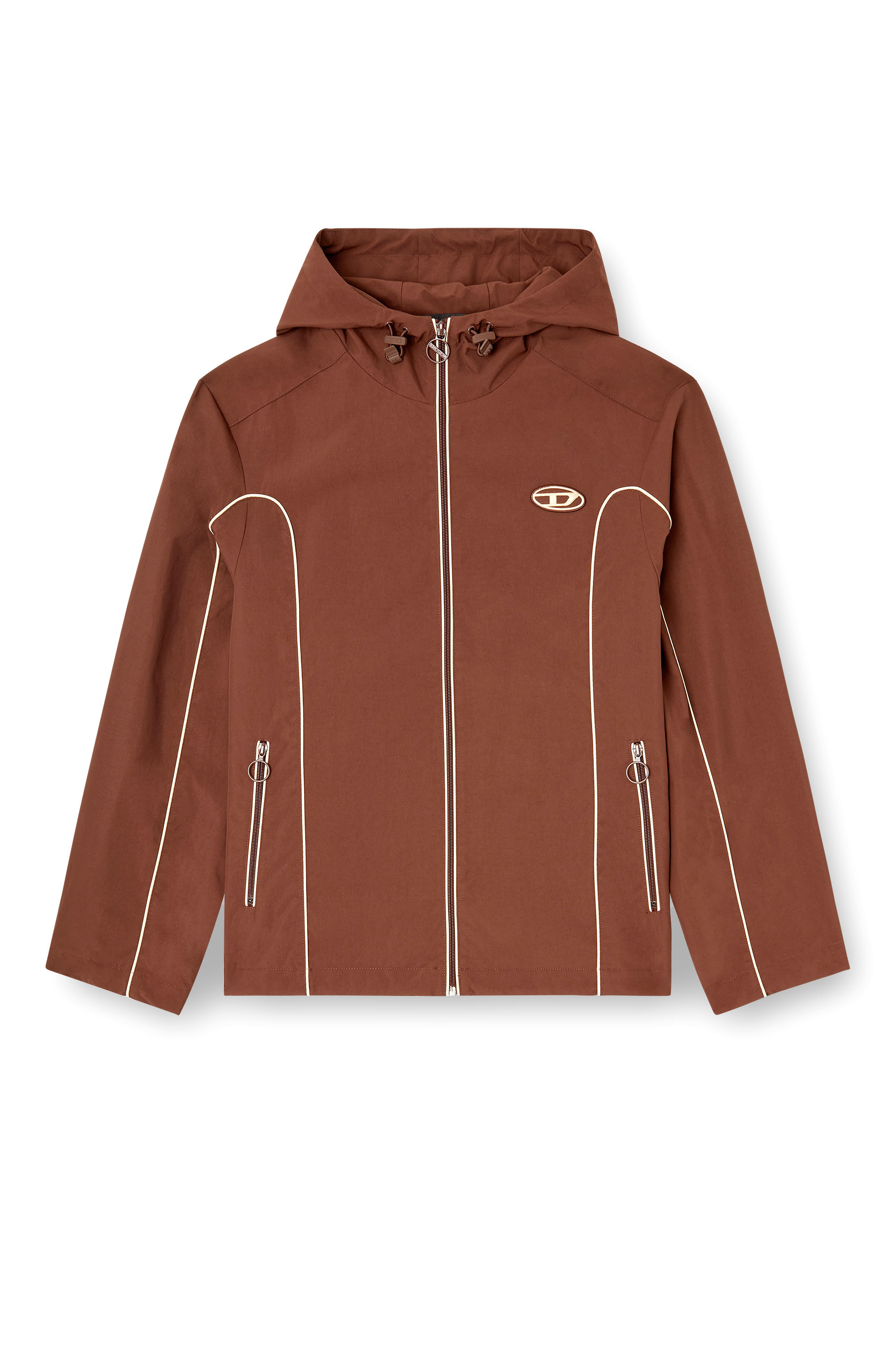 Diesel - J-HIVES, Man's Windbreaker with contrast piping in Brown - 2