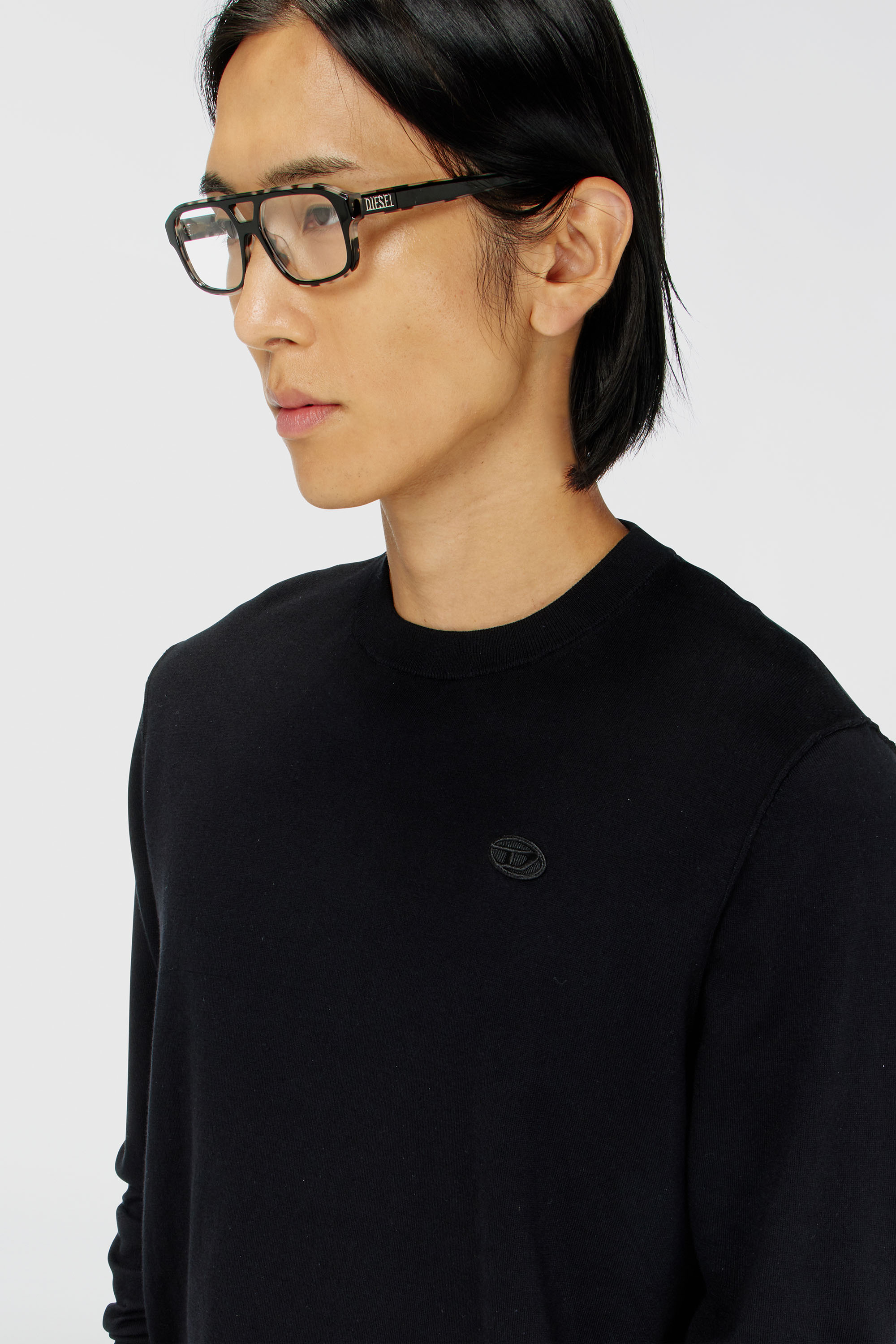Diesel - K-FREEX-TAG-T92, Man's Cotton knitwear with tonal logo in Black - 5