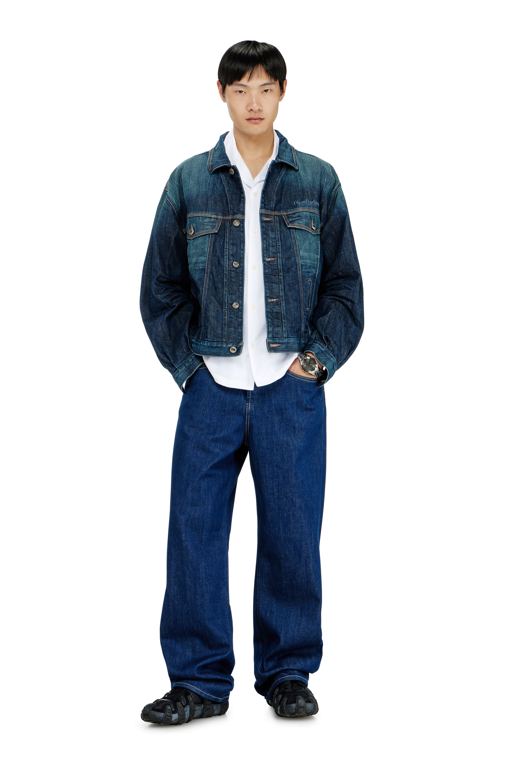Diesel - S-MAC-GSBH, Man's Stretch poplin shirt with Oval D embroidery in White - 1