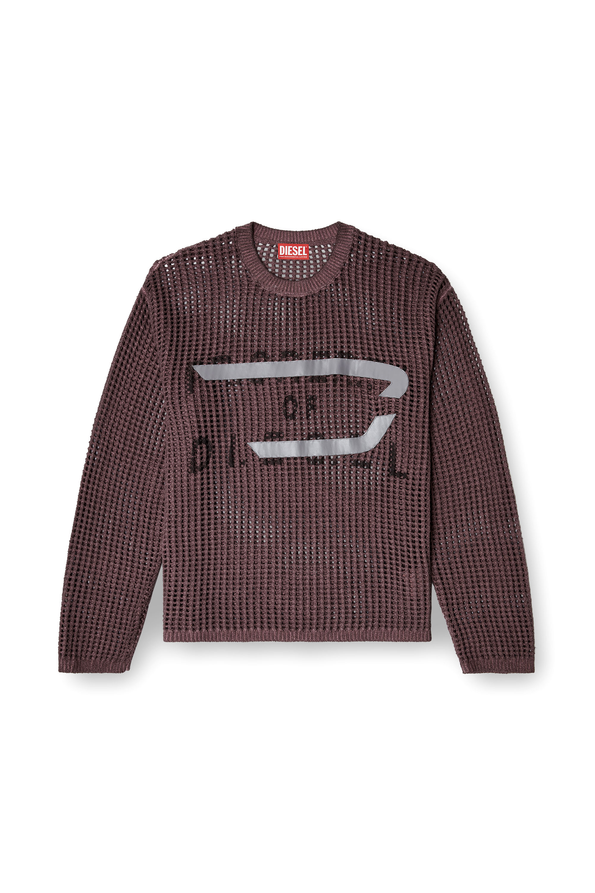 Diesel - K-ROCH, Man's Long-sleeve mesh-knit top in Violet - 3
