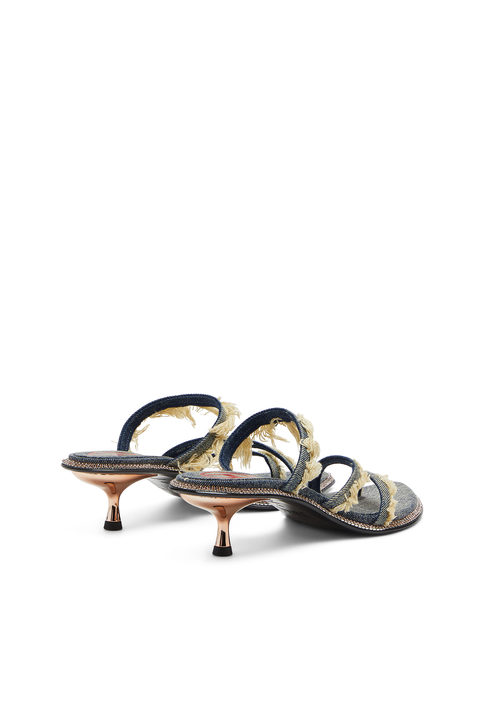 D-HAVANNA KITTIE, Blue Diesel - D-HAVANNA KITTIE, Woman's D-Havanna Kittie-Frayed-denim mules with crystals in Blue - 3