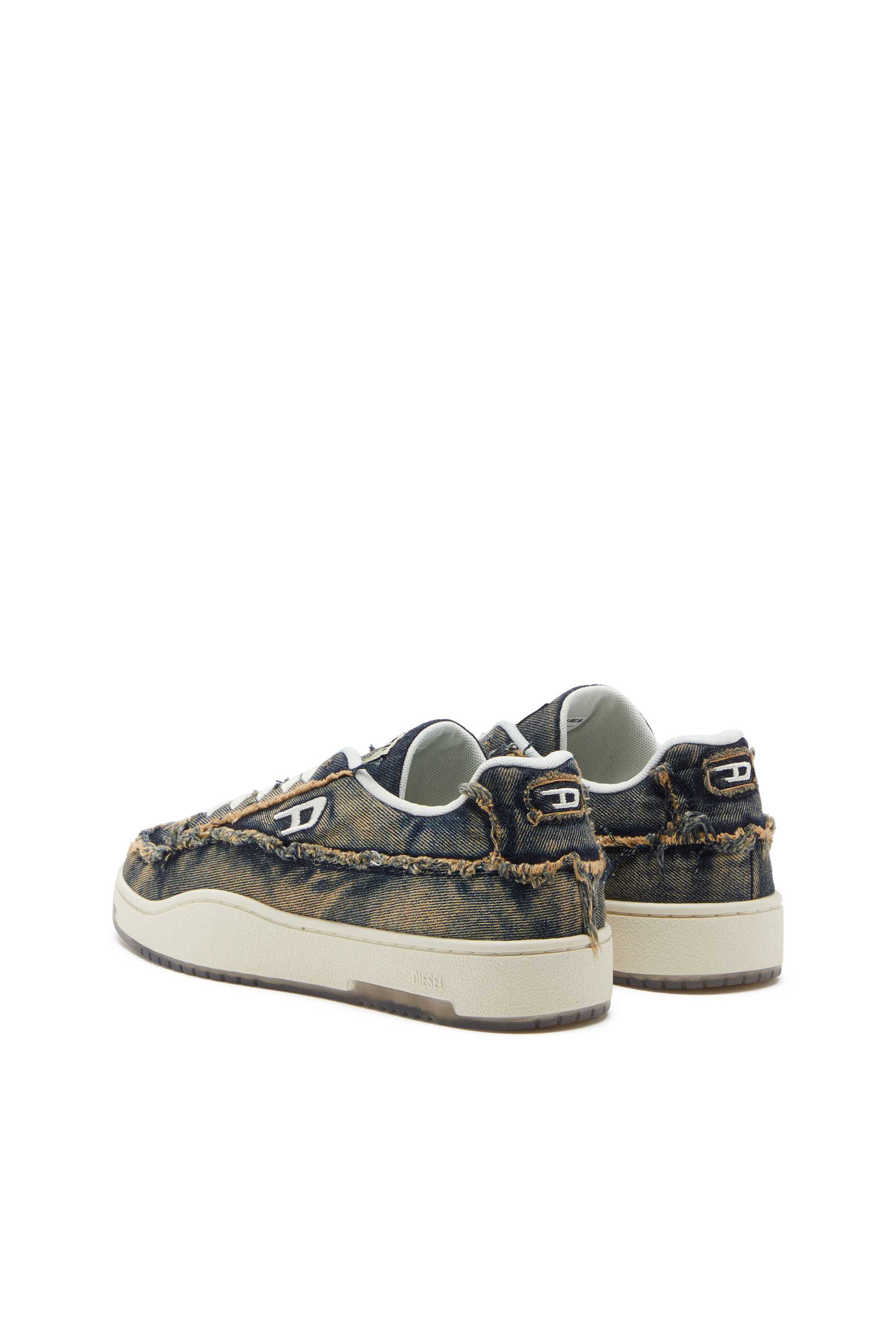 Diesel - S-TRACKER-D LOW, Man's S-Tracker-D-Frayed denim sneakers with transparent sole in Blue - 3