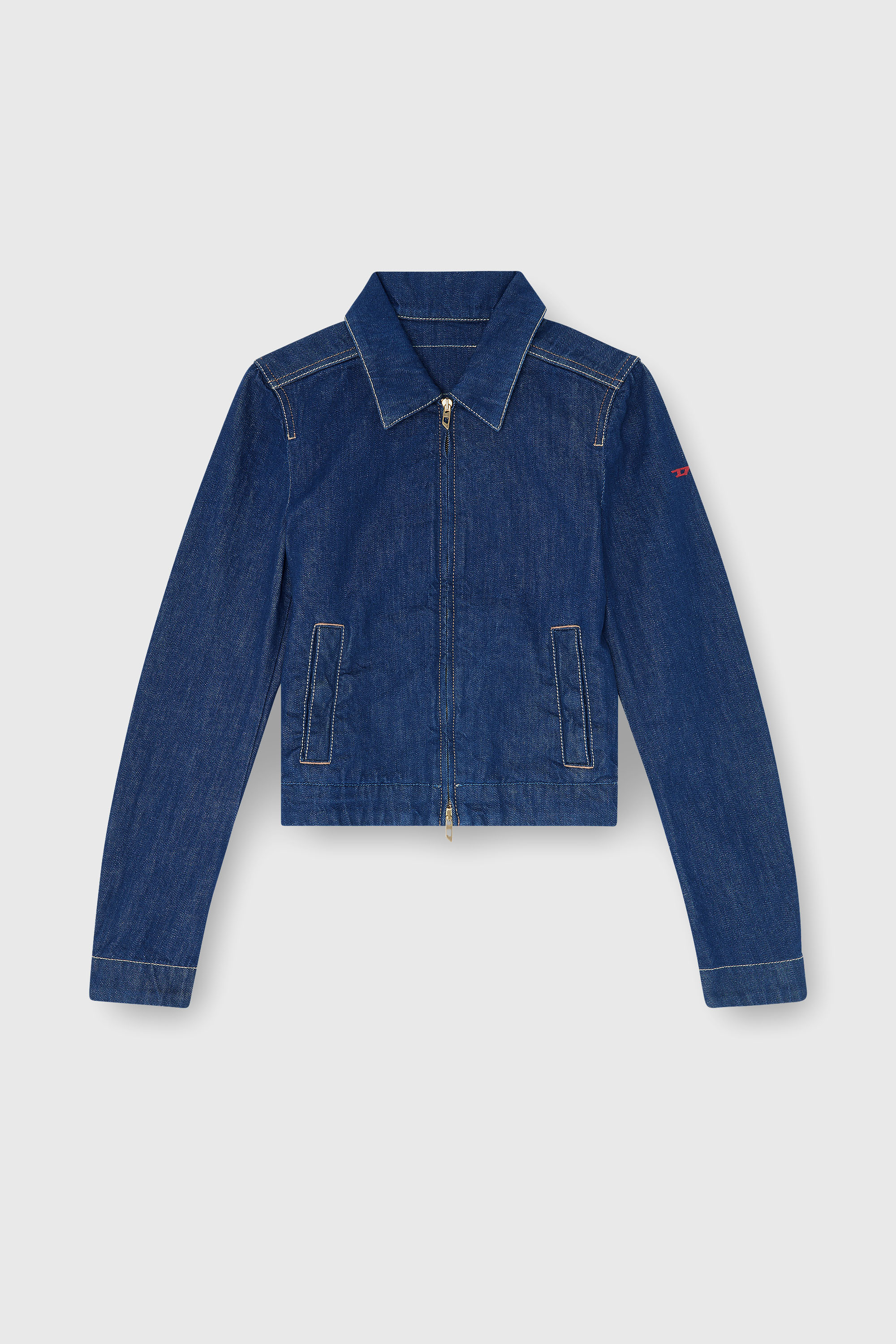 Diesel - DE-CORB, Woman's Coach jacket in rinse denim in Dark Blue - 1