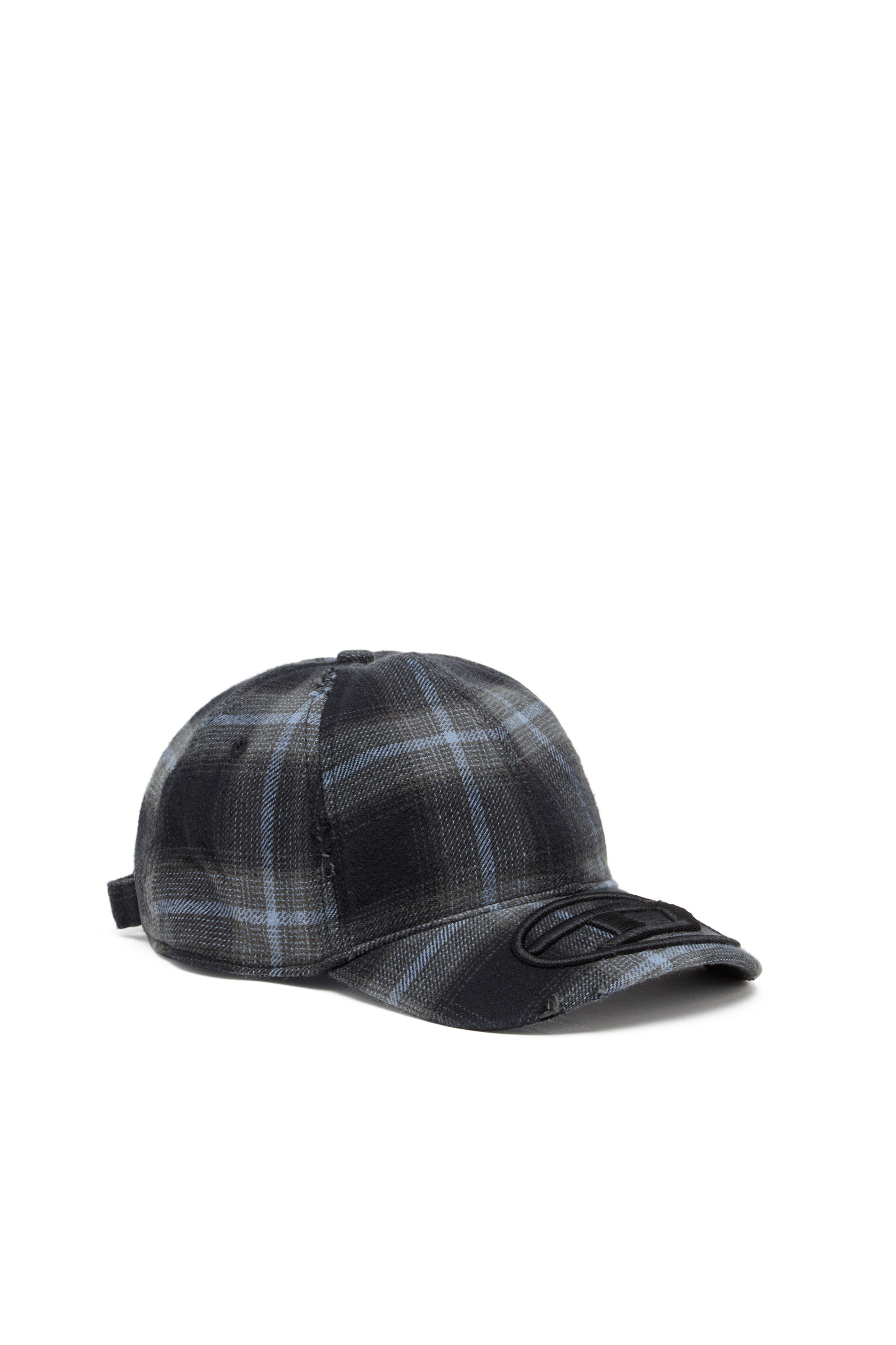 Diesel - C-HARLES, Man's Cotton check baseball cap in Black/Blue - 1