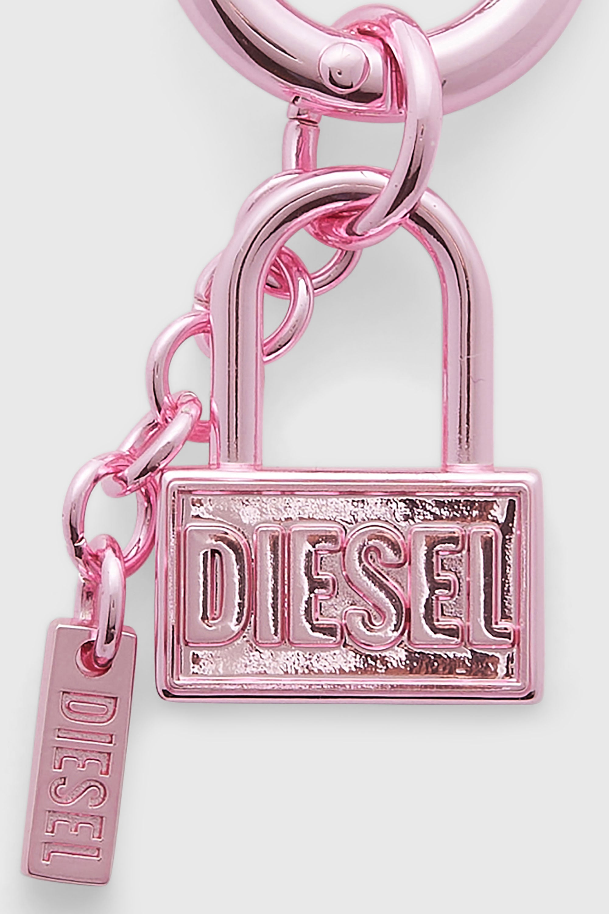 Diesel - CHARM-LOCK, Unisex's Metal keyring charm with padlock design in Pink - 3