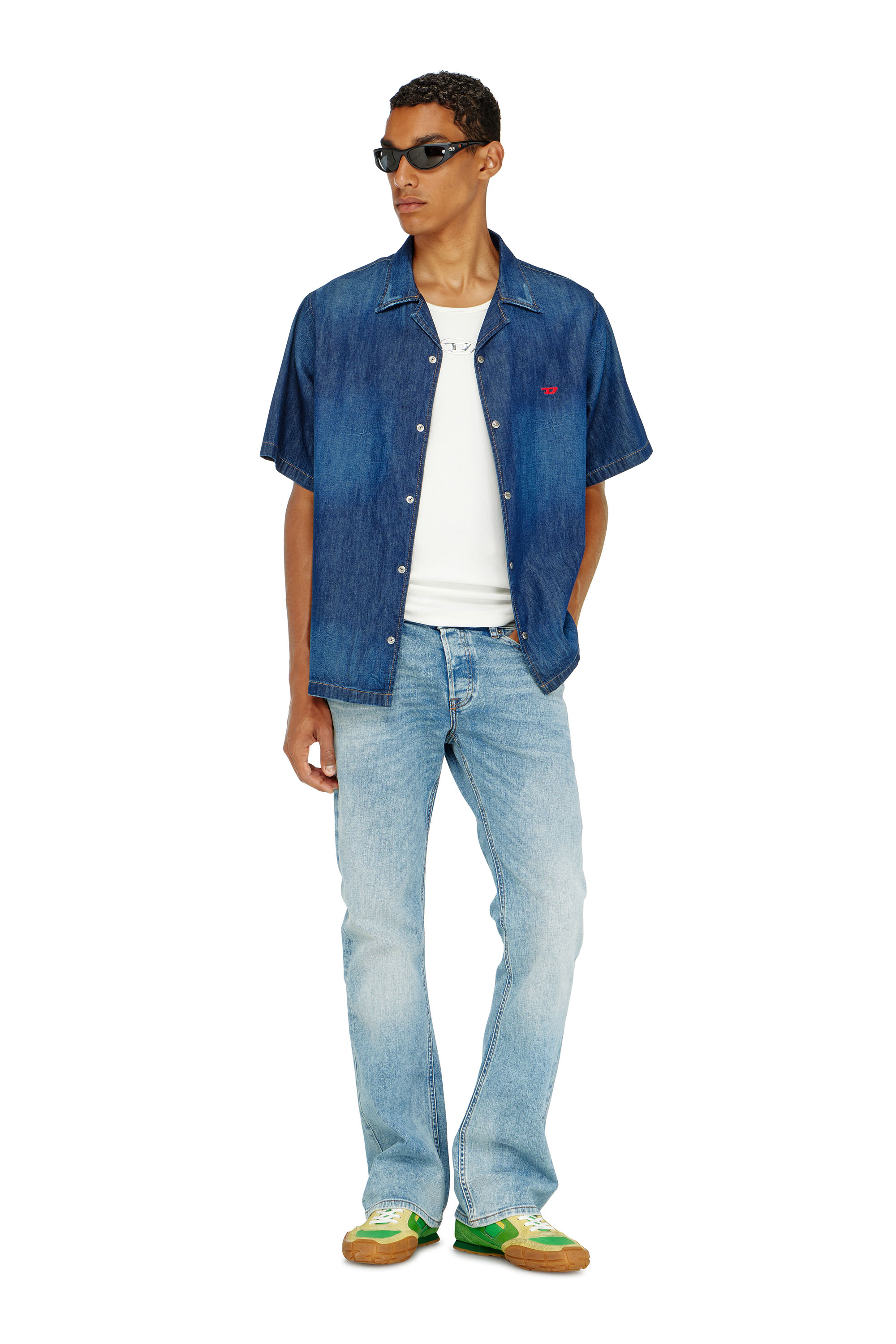 Diesel - D-NABIL-D, Man's Denim short-sleeve shirt in Medium blue - 2