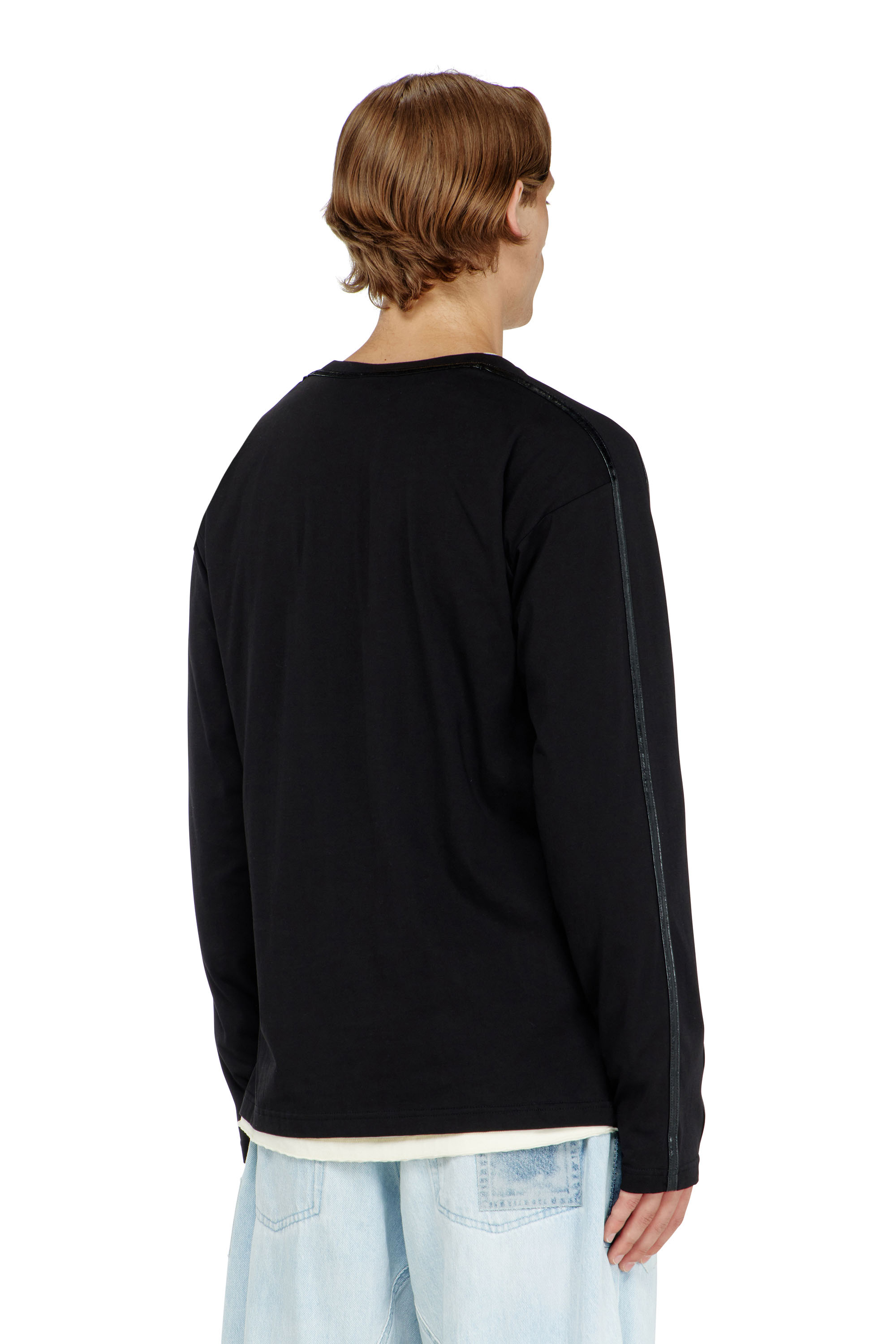 Diesel - T-NORM-LS-FL, Man's Long-sleeve T-shirt with tonal trims in Black - 4